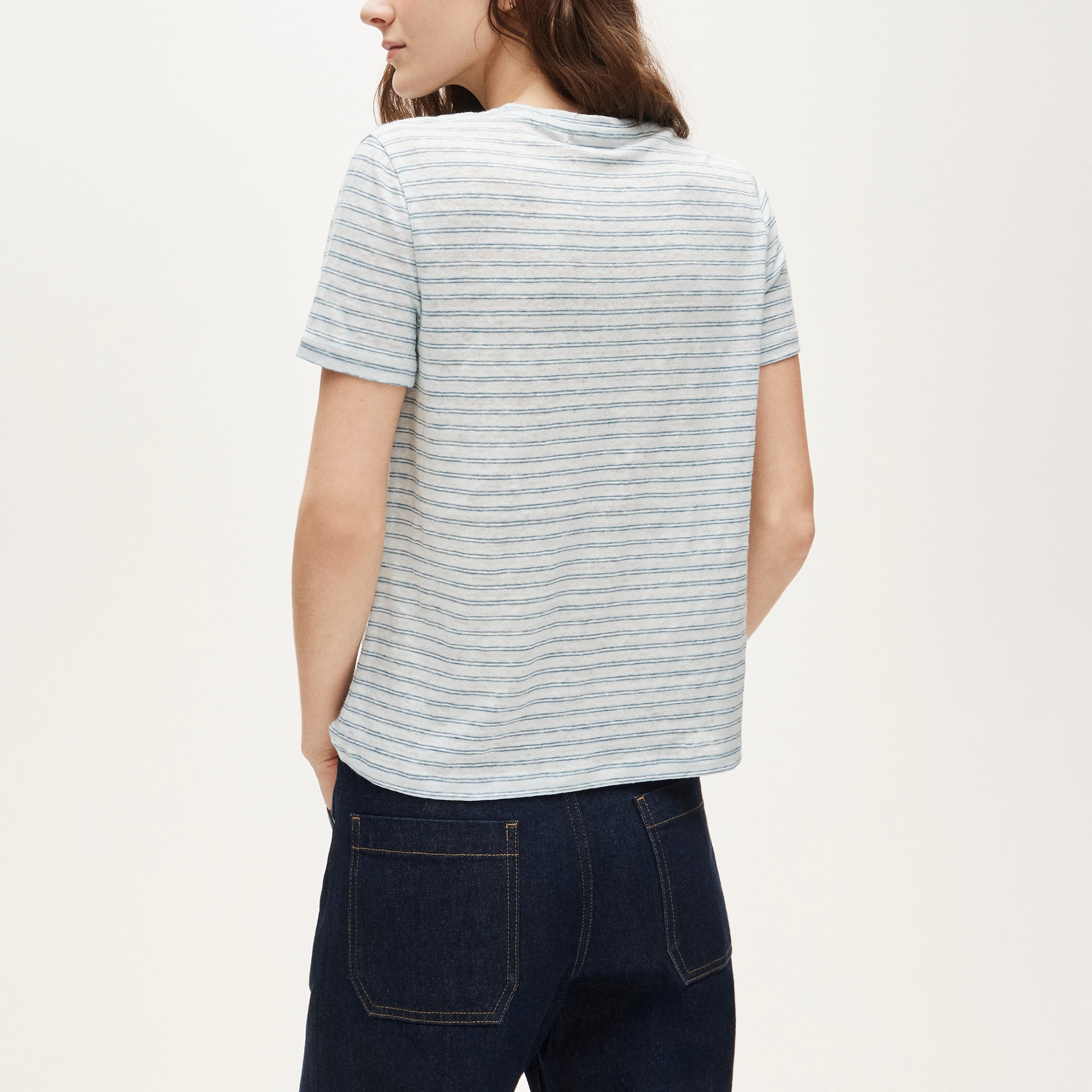 New relaxed linen T-shirt in stripe - image 5