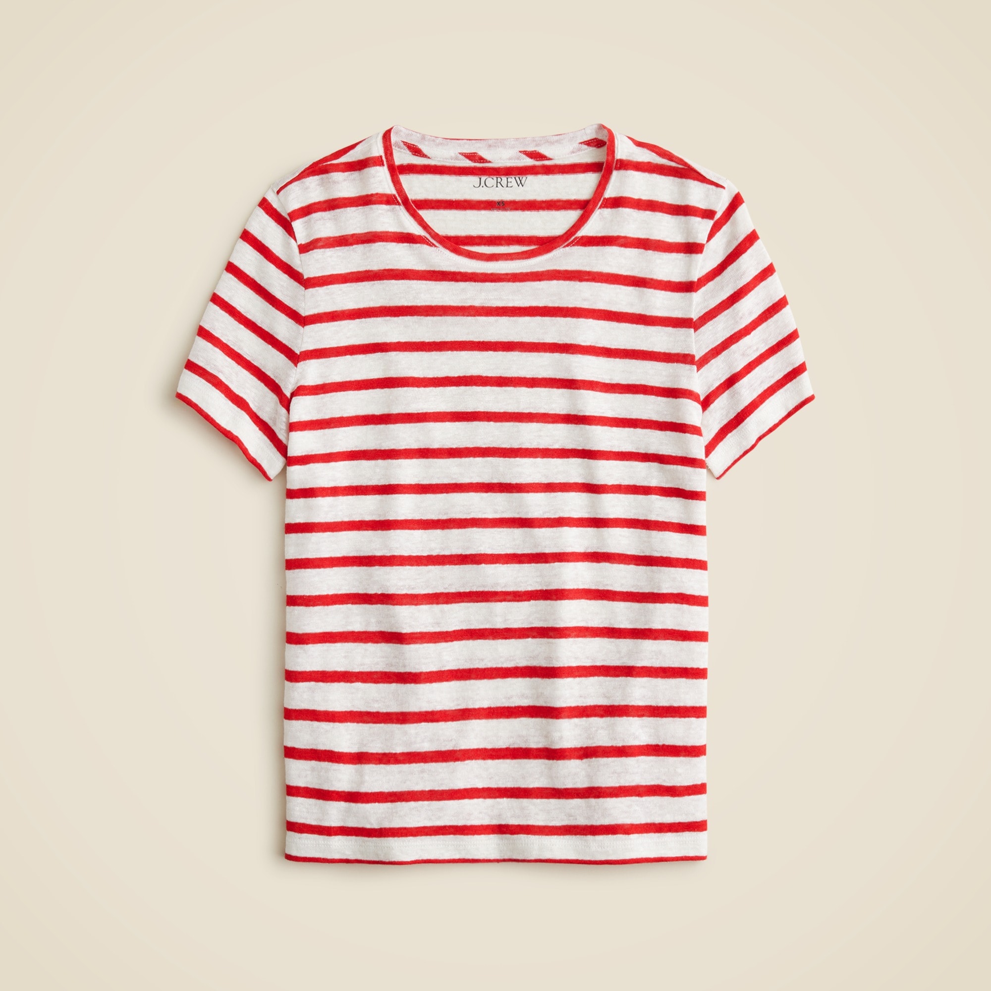 womens New relaxed linen T-shirt in stripe
