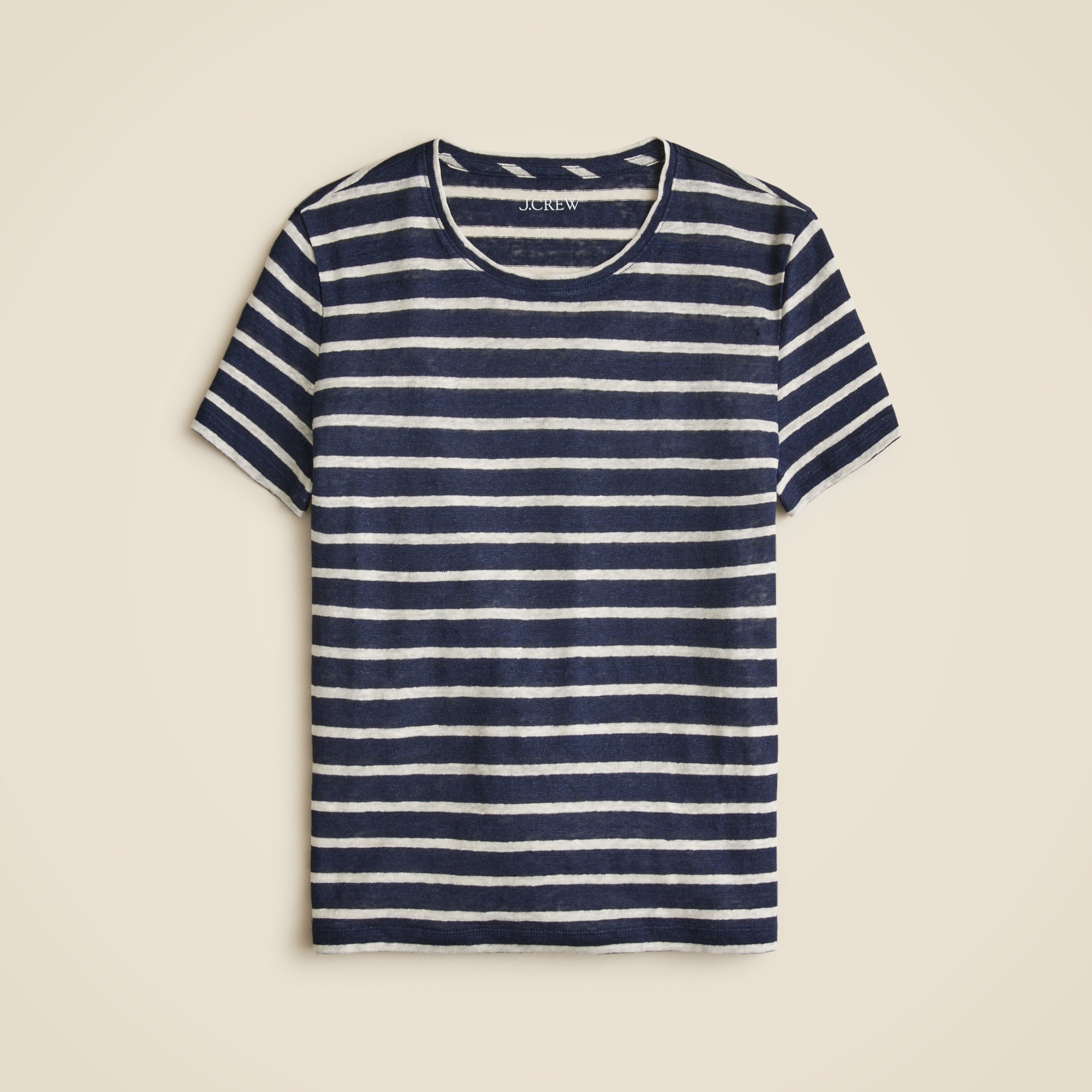 womens New relaxed linen T-shirt in stripe