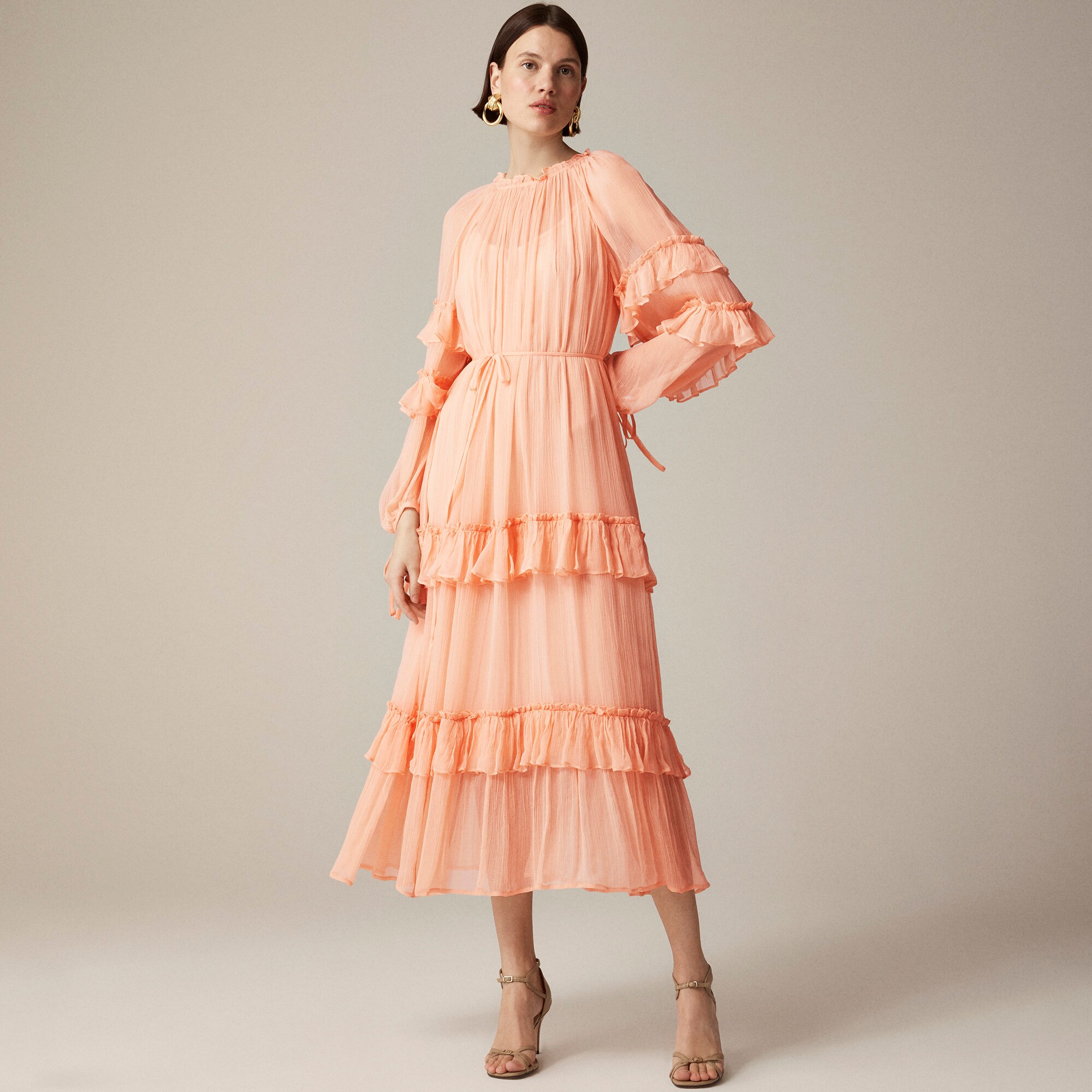 Tiered Ruffle Dress In Chiffon For Women