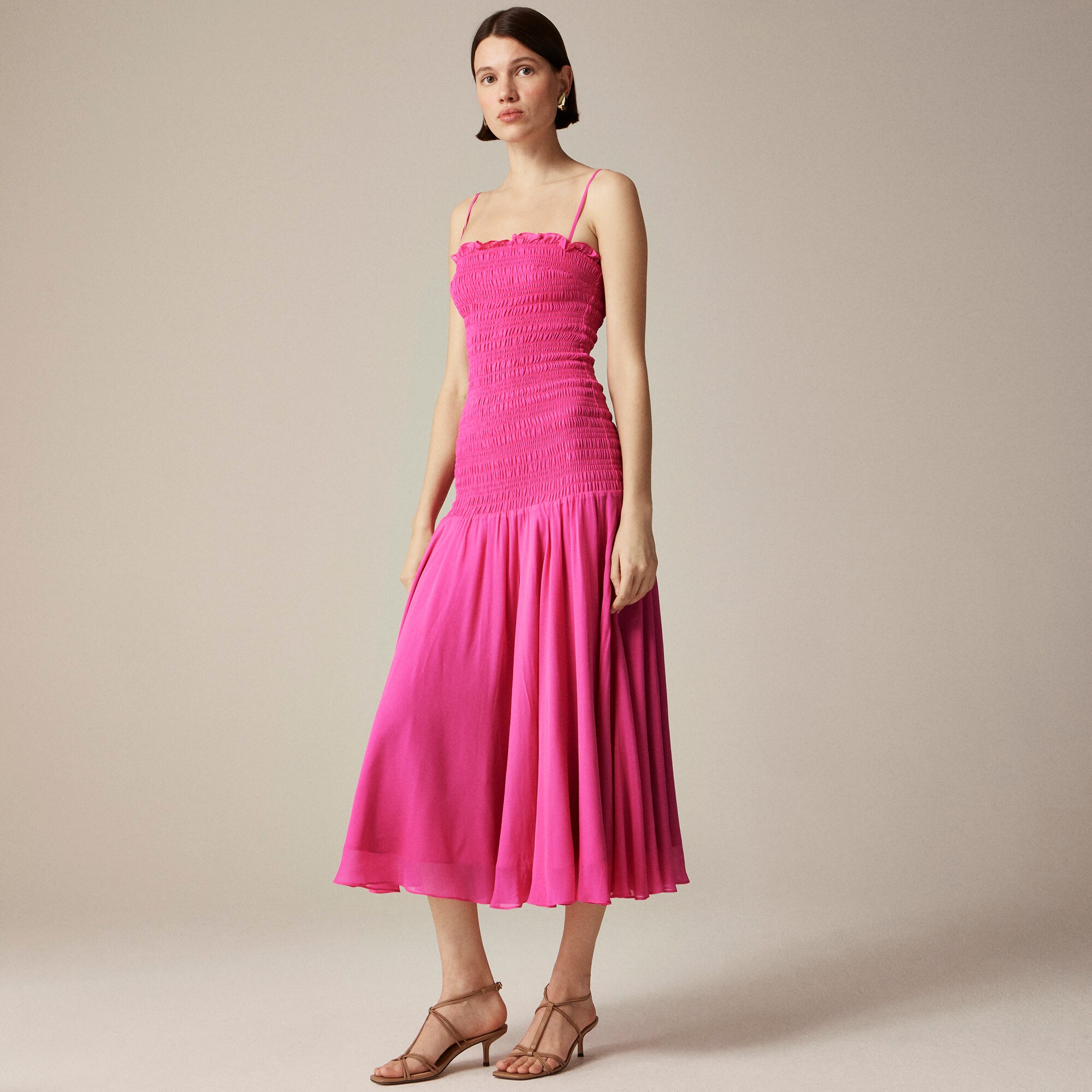womens Collection smocked chiffon dress