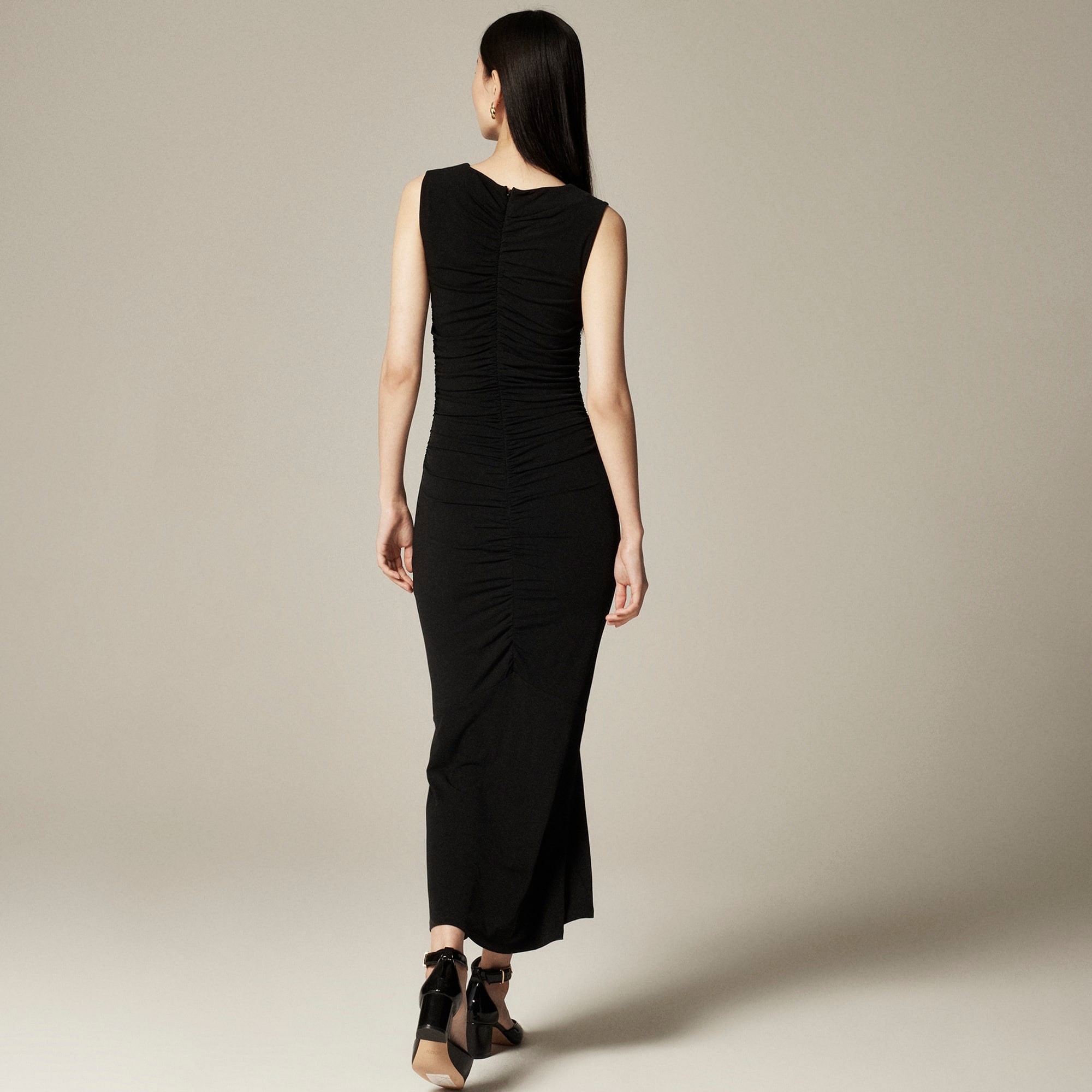 Ruched center-seam dress in matte jersey