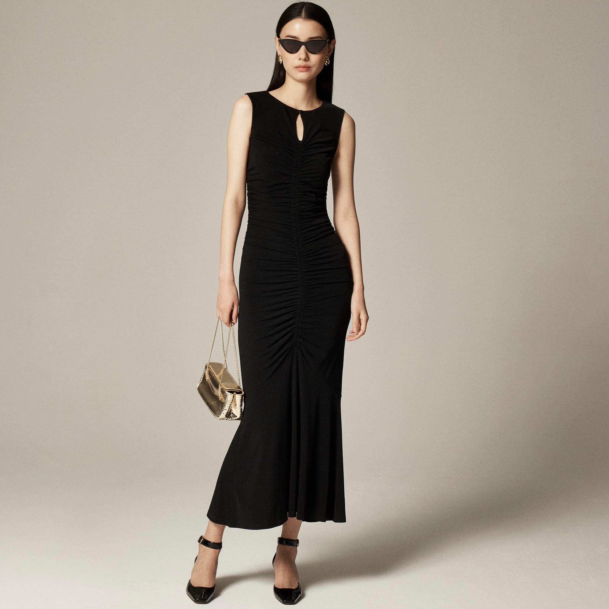 womens Ruched center-seam dress in matte jersey