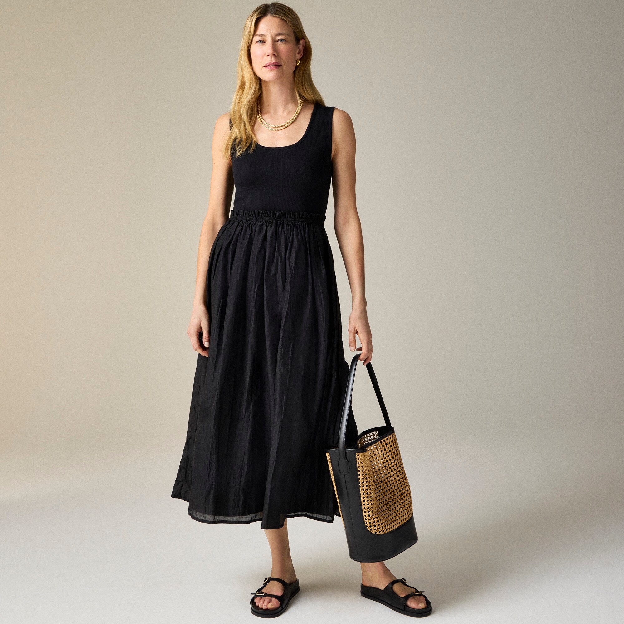  Gathered-waist mixy dress