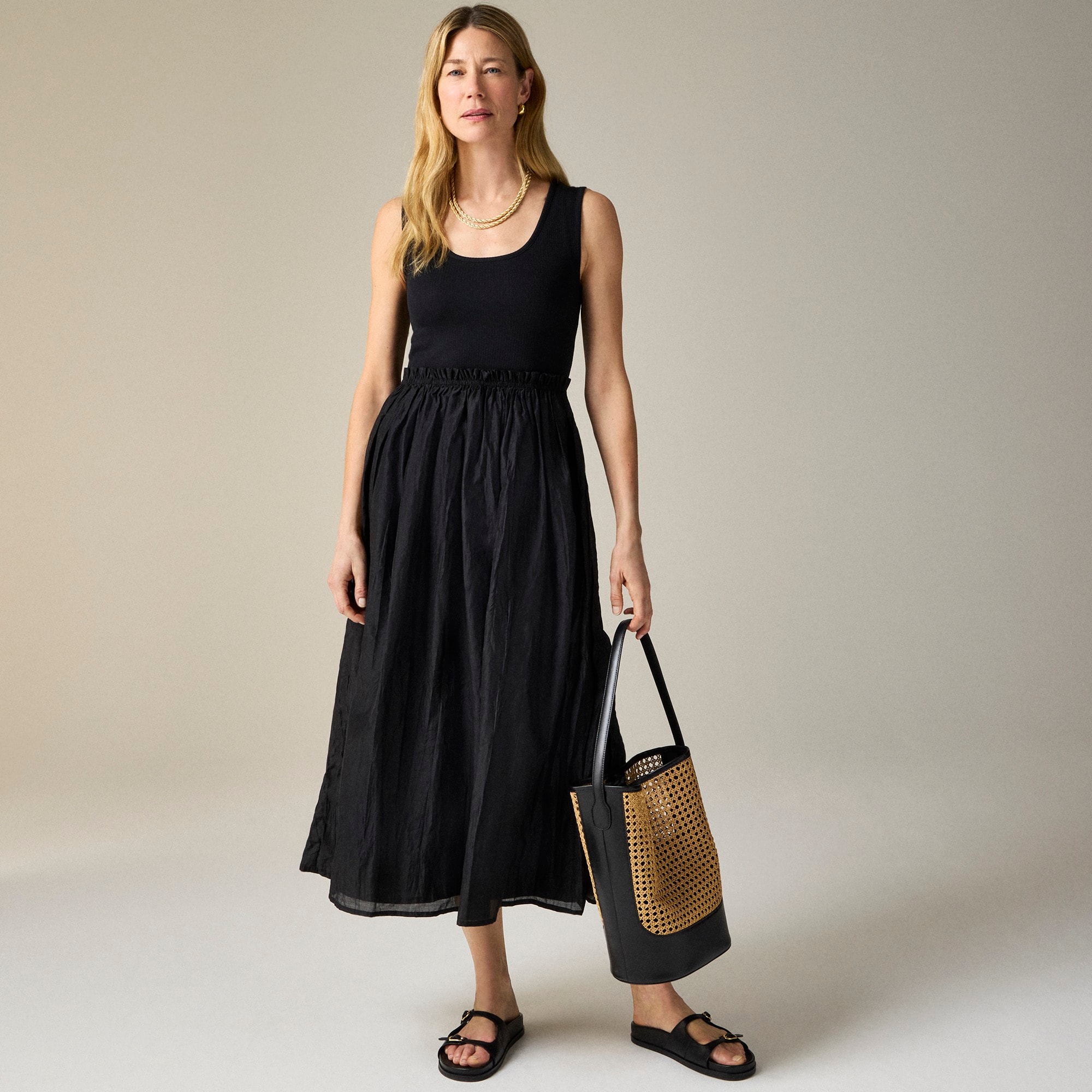 womens Gathered-waist mixy dress