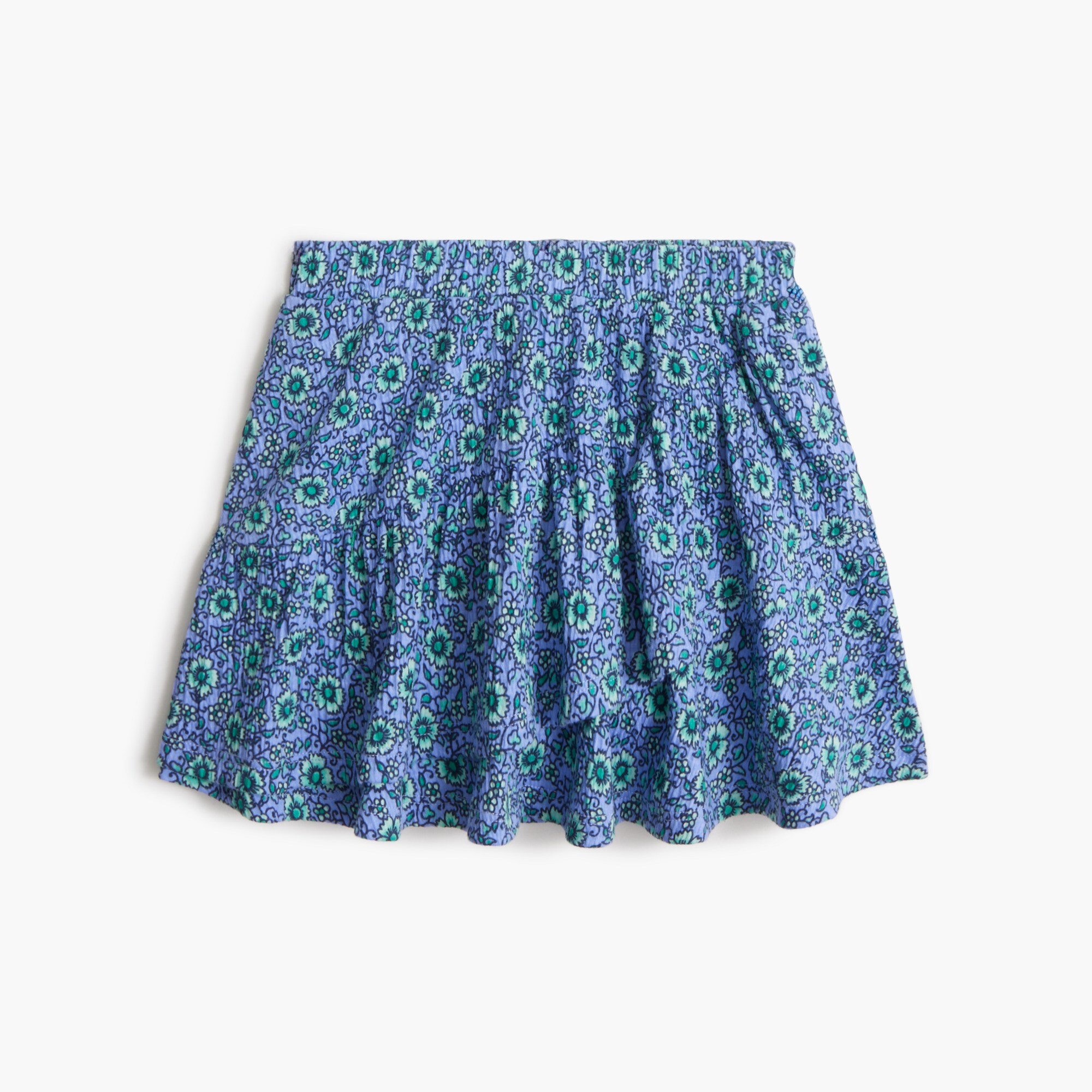 Girls' floral crinkle-knit skort