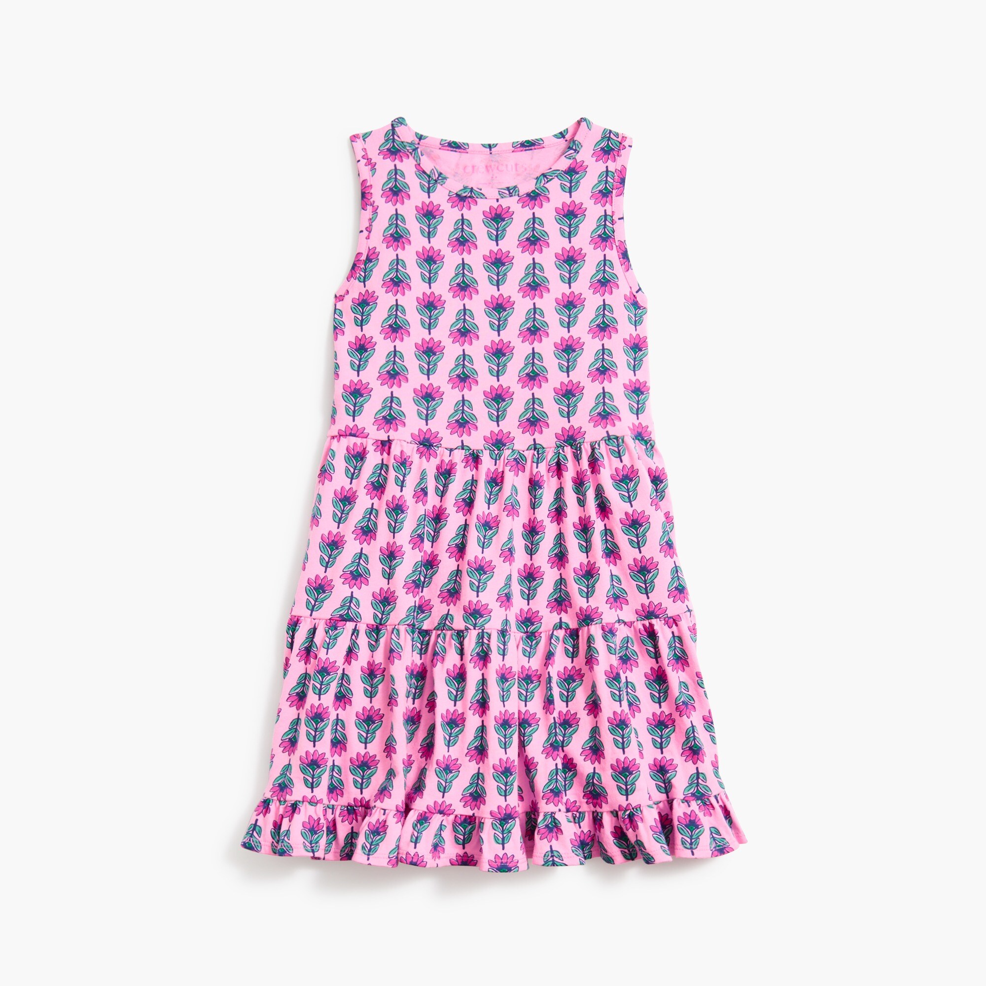 girls' block-print tank dress for girls
