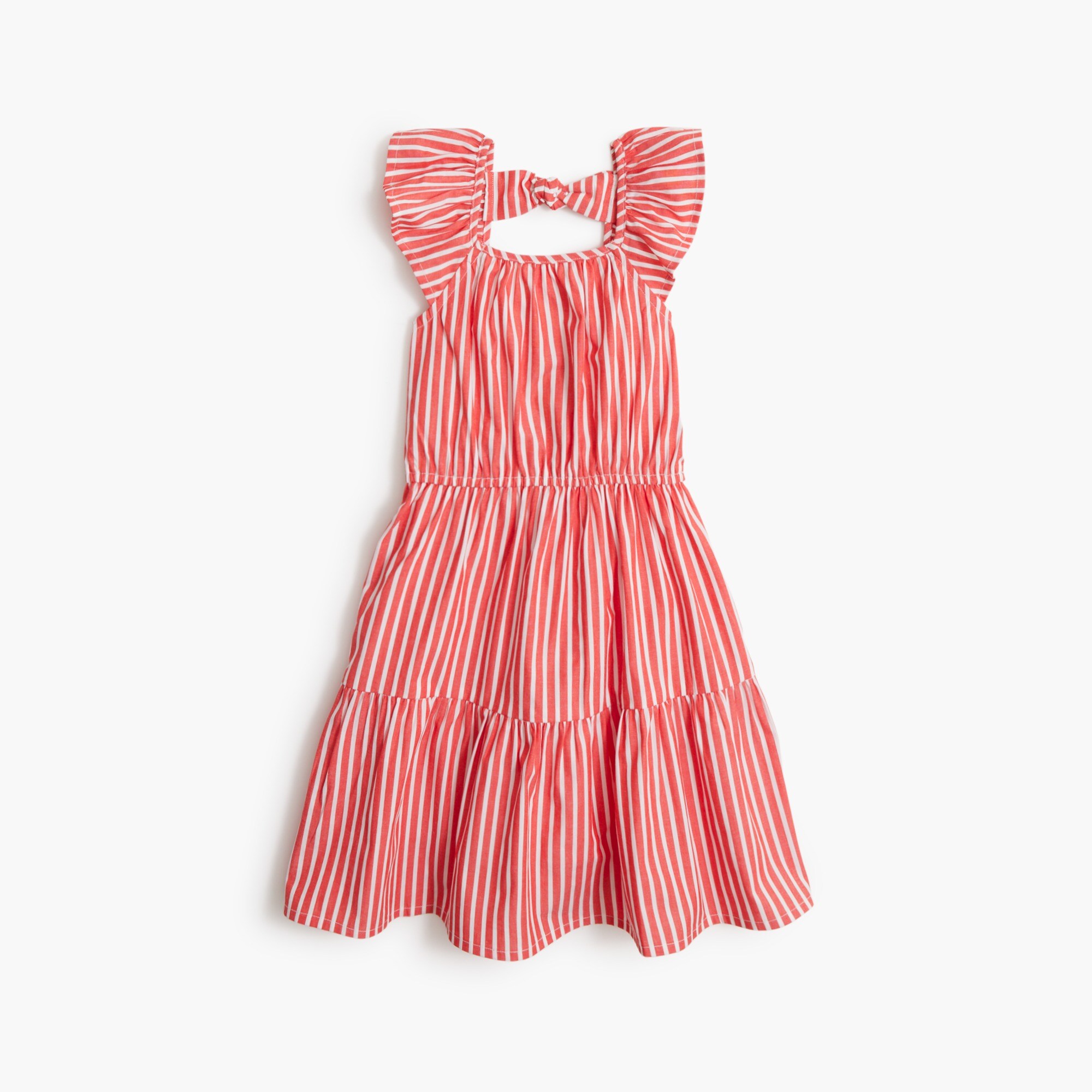 Girls' striped bow-back dress