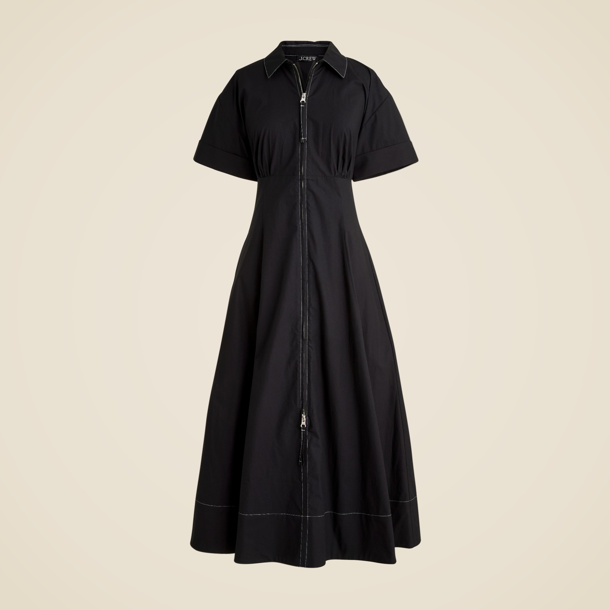 Zip-up shirtdress in cotton poplin