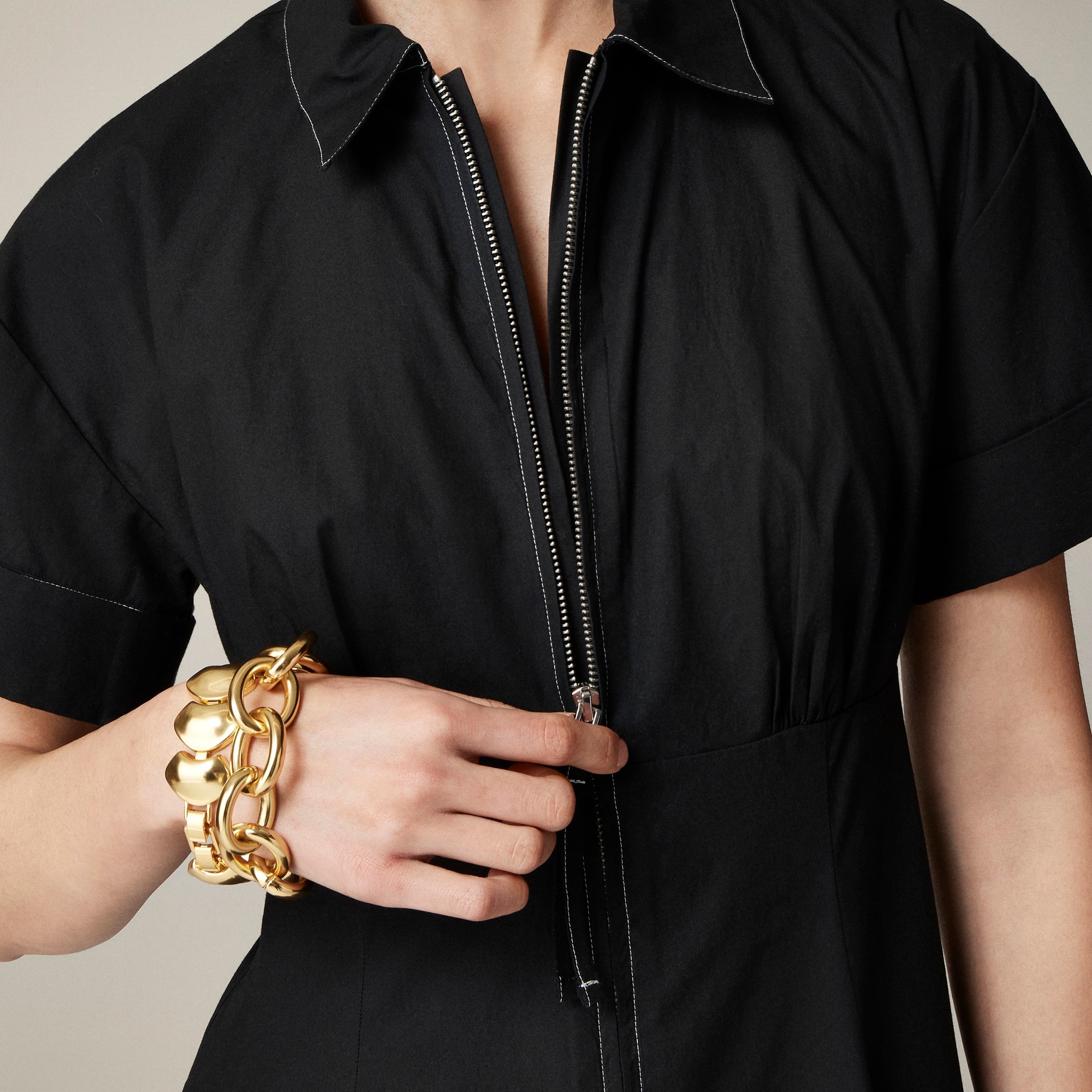 Zip-up shirtdress in cotton poplin