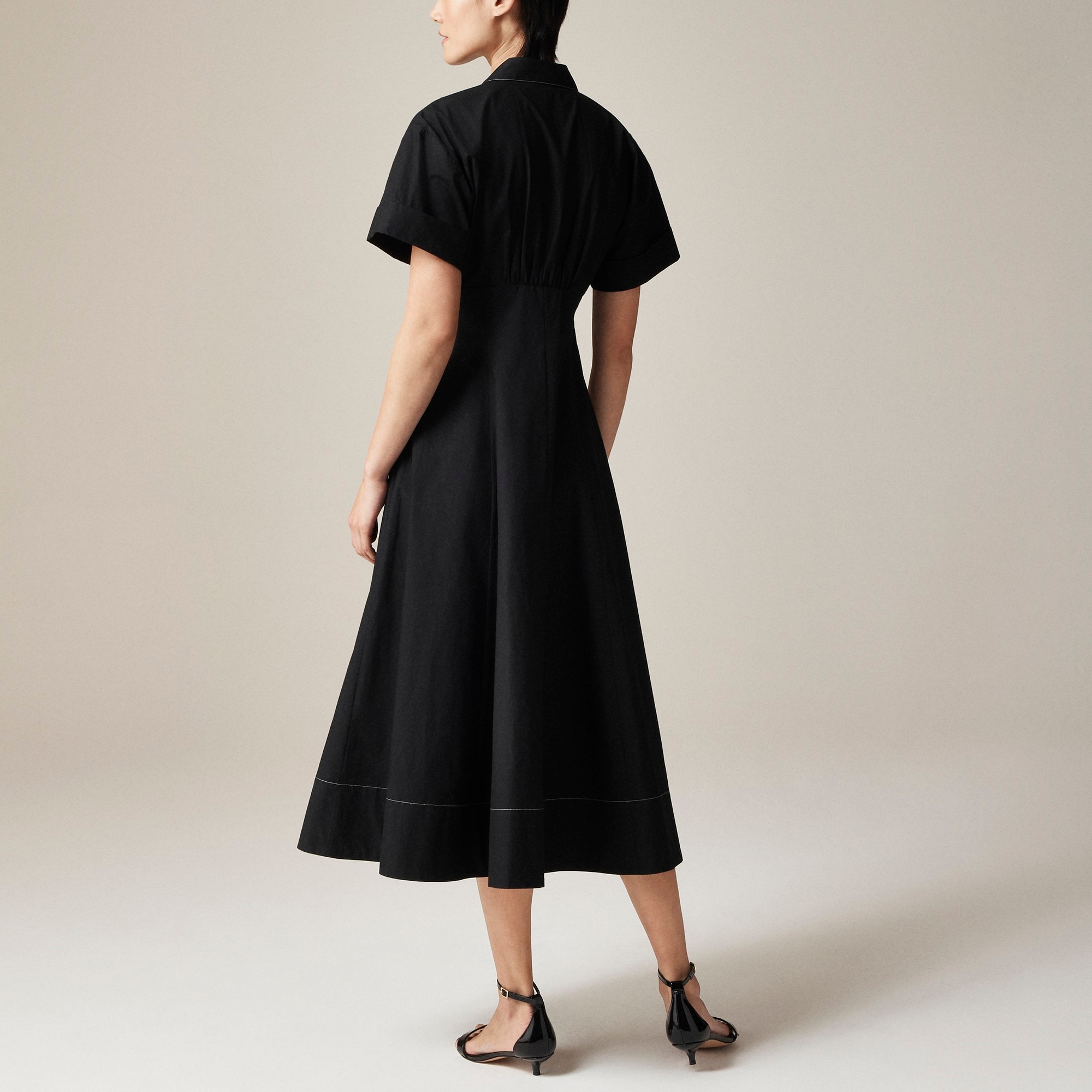 Zip-up shirtdress in cotton poplin