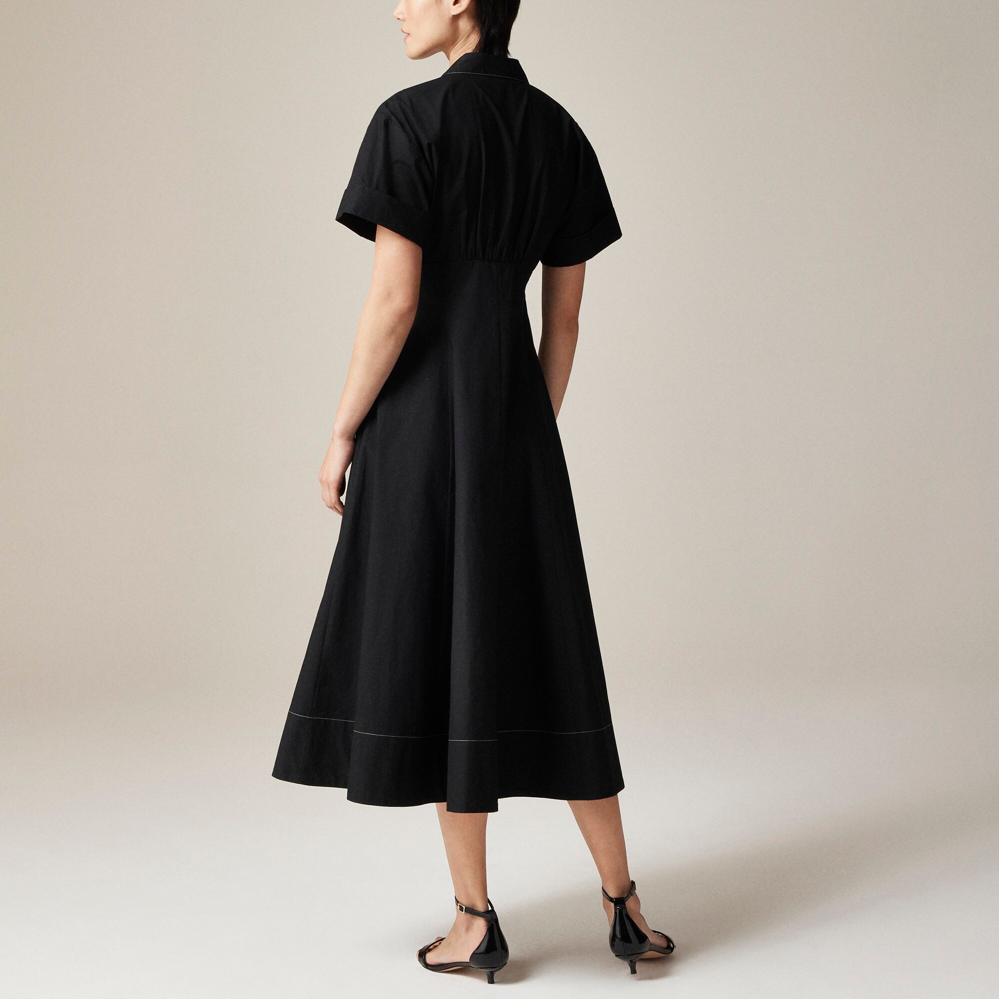 Zip-up shirt-dress in cotton poplin