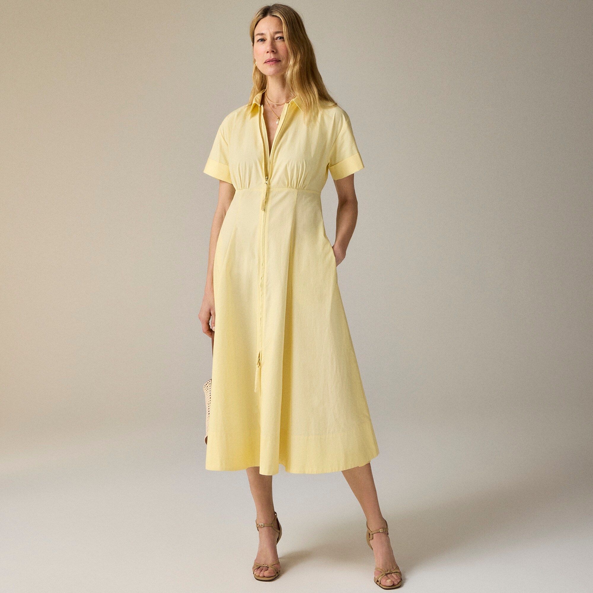 womens Zip-up shirtdress in cotton poplin