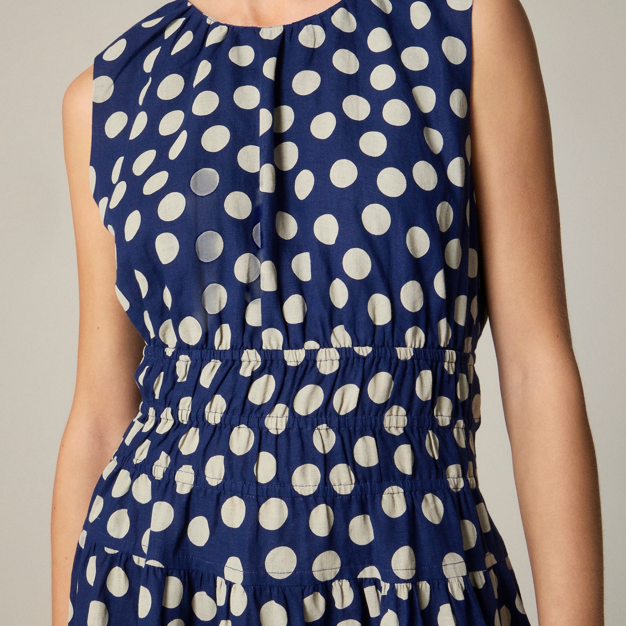 Hyacinth dress in polka-dot linen