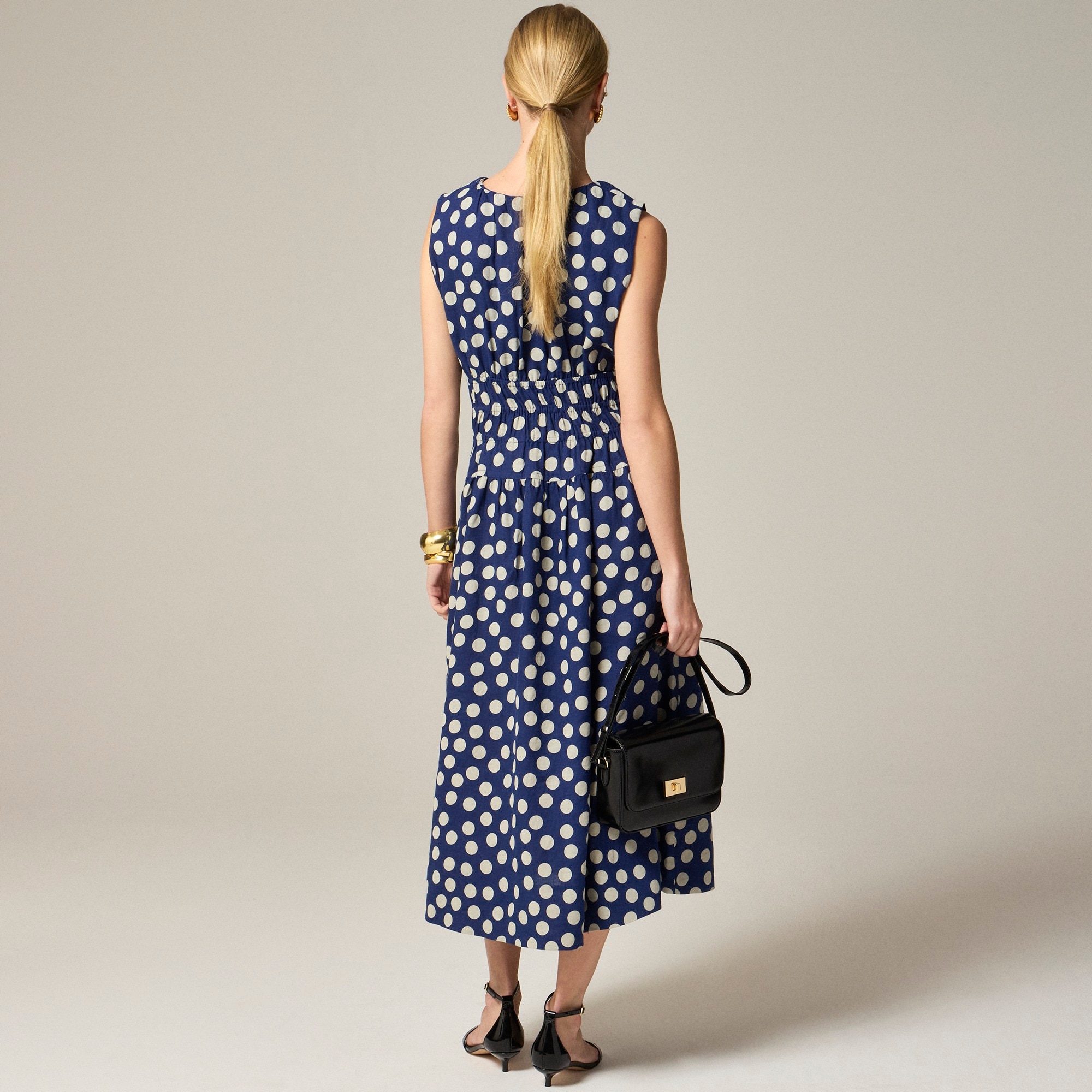 Hyacinth dress in polka-dot linen