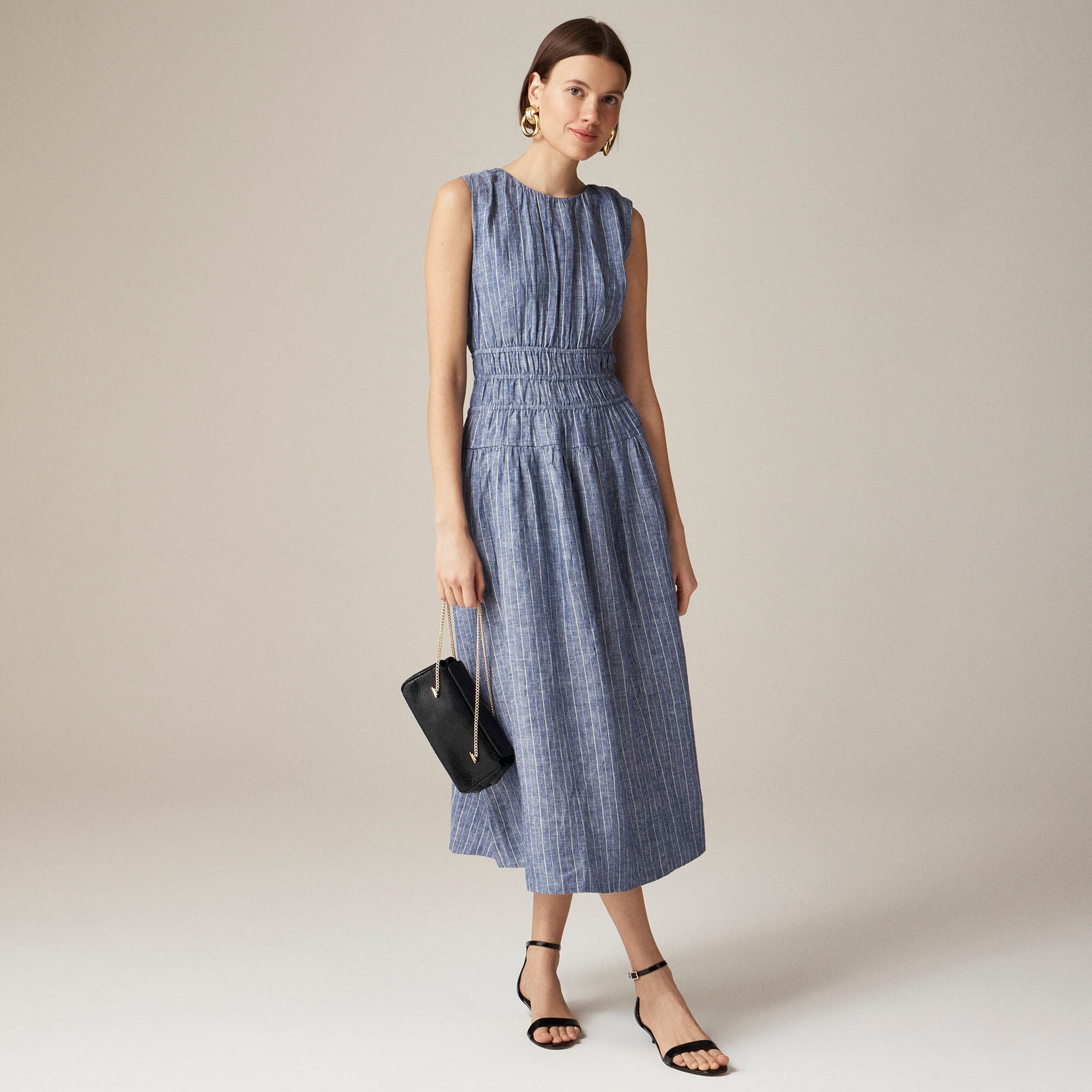 Hyacinth dress in striped linen