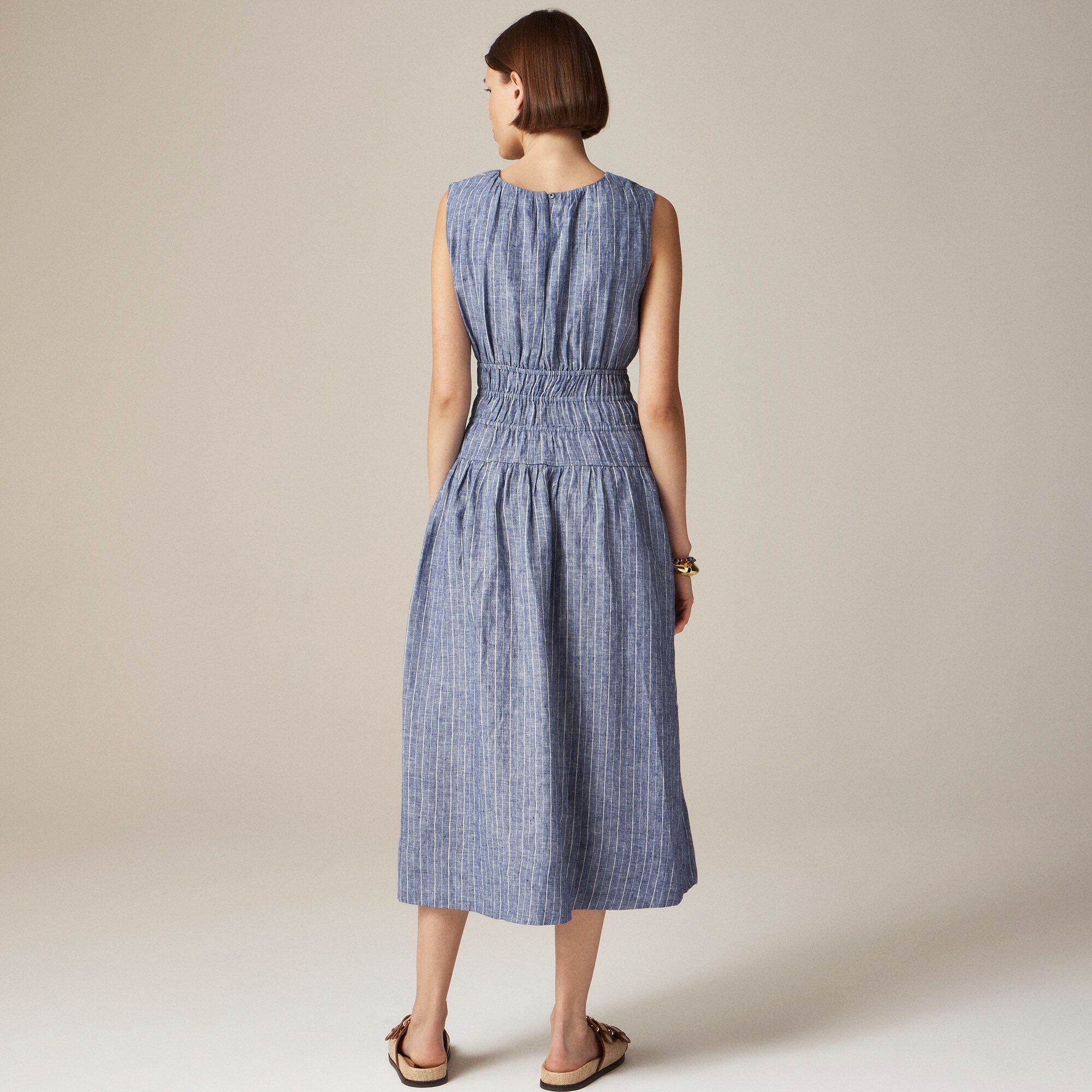 Hyacinth dress in striped linen