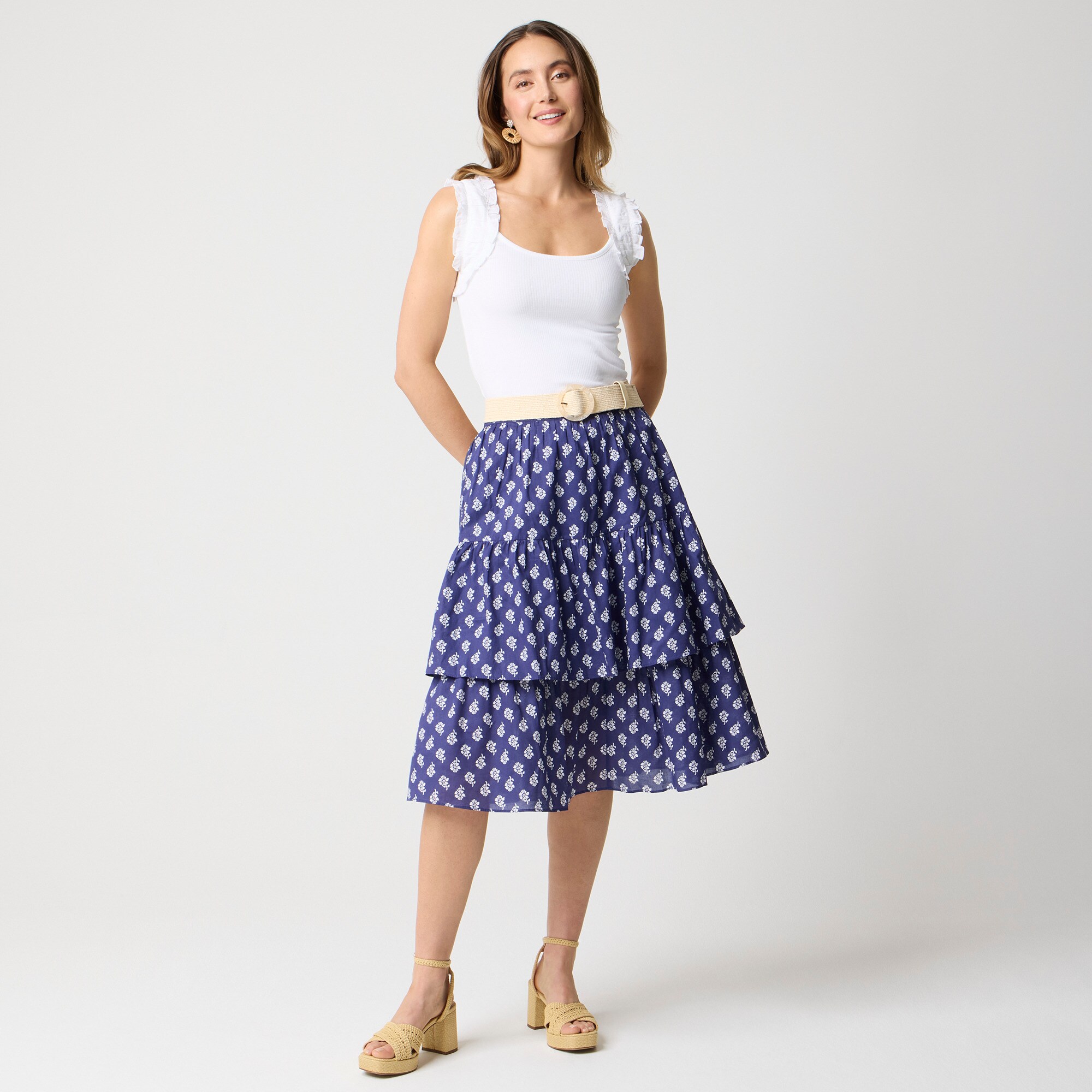 womens Tiered midi skirt