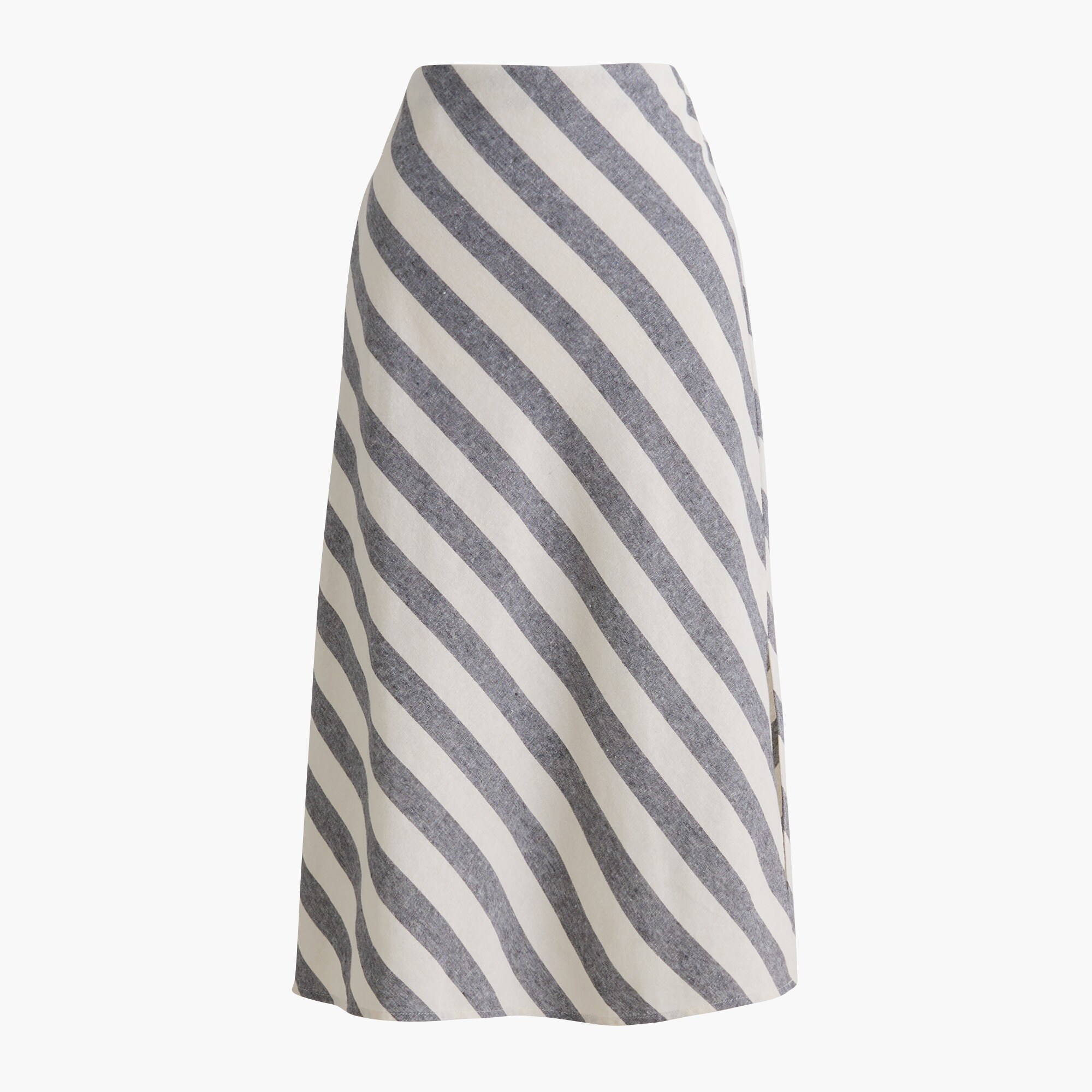 Linen-blend midi slip skirt