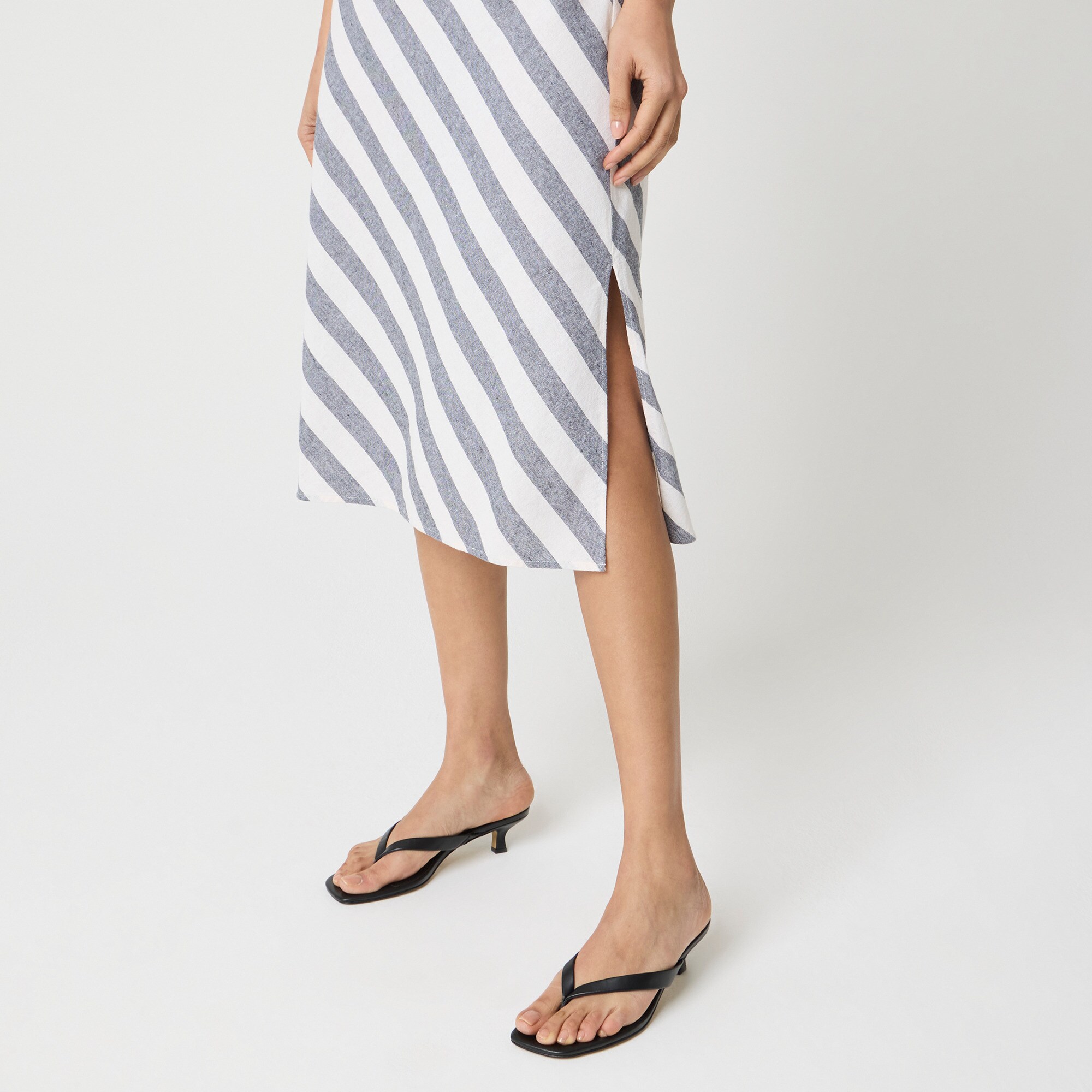 Linen-blend midi skirt