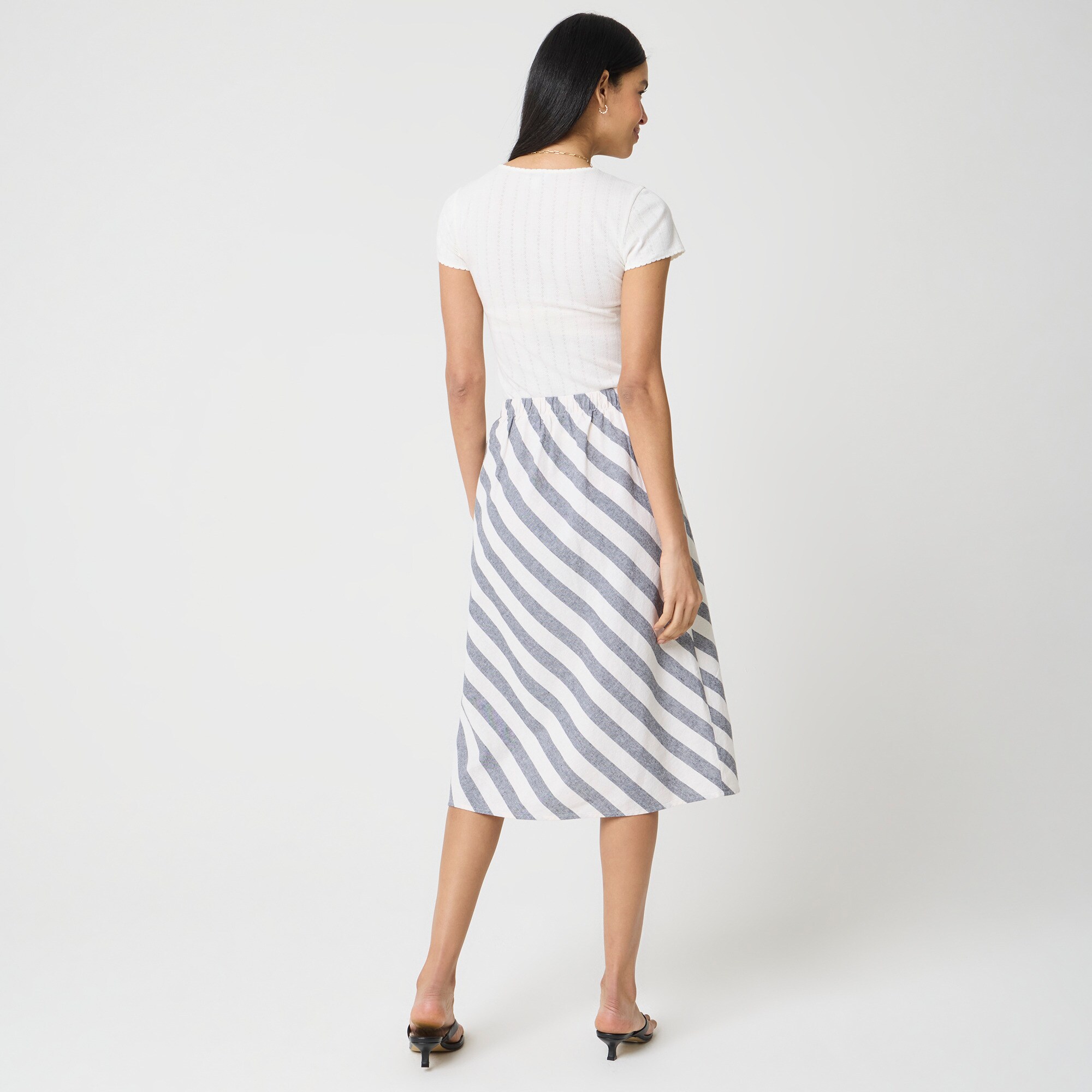 Linen-blend midi skirt