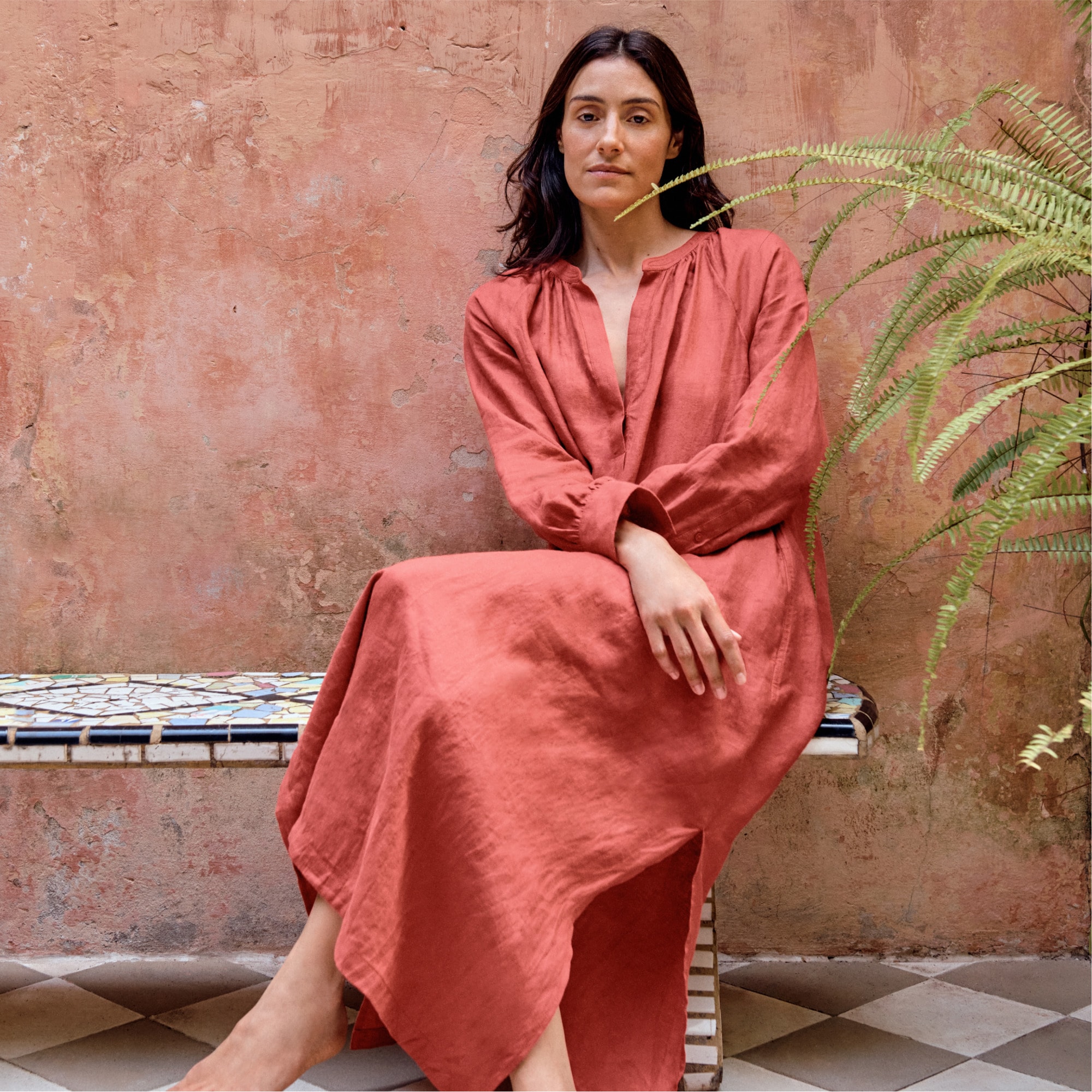 womens Cabana dress in linen
