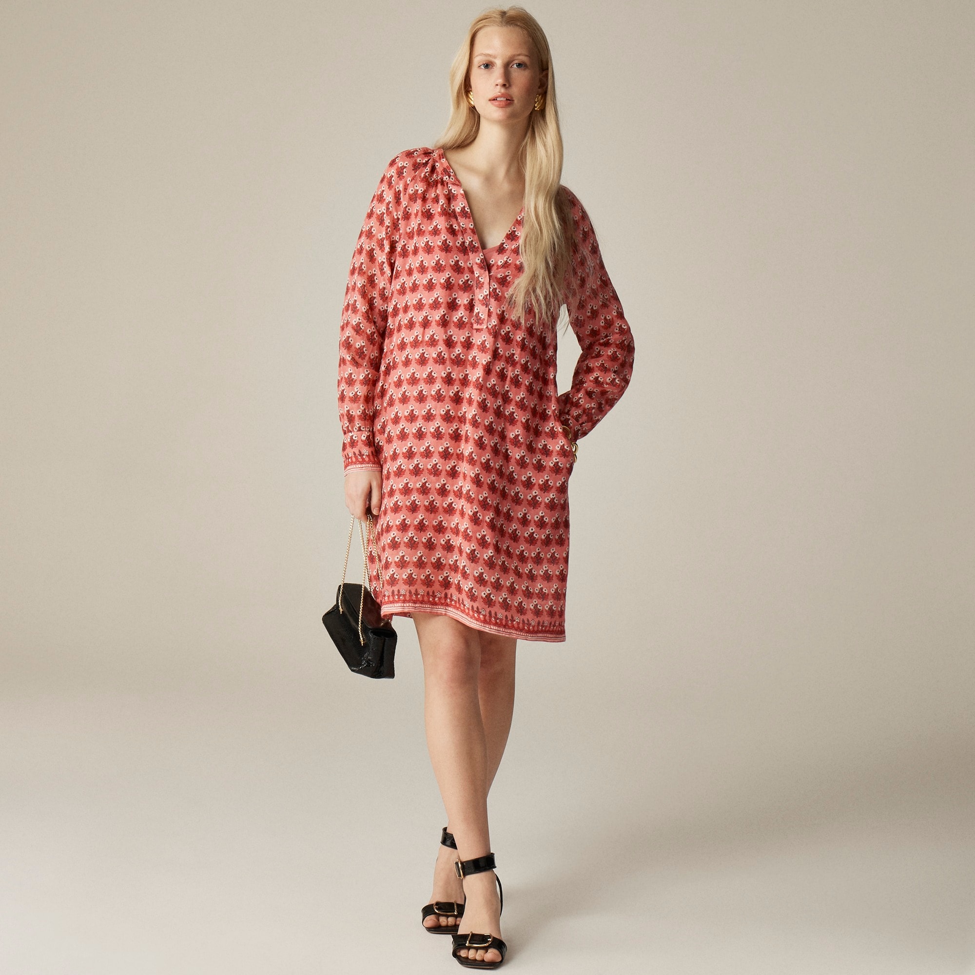 Cabana mini dress in block-print ramie