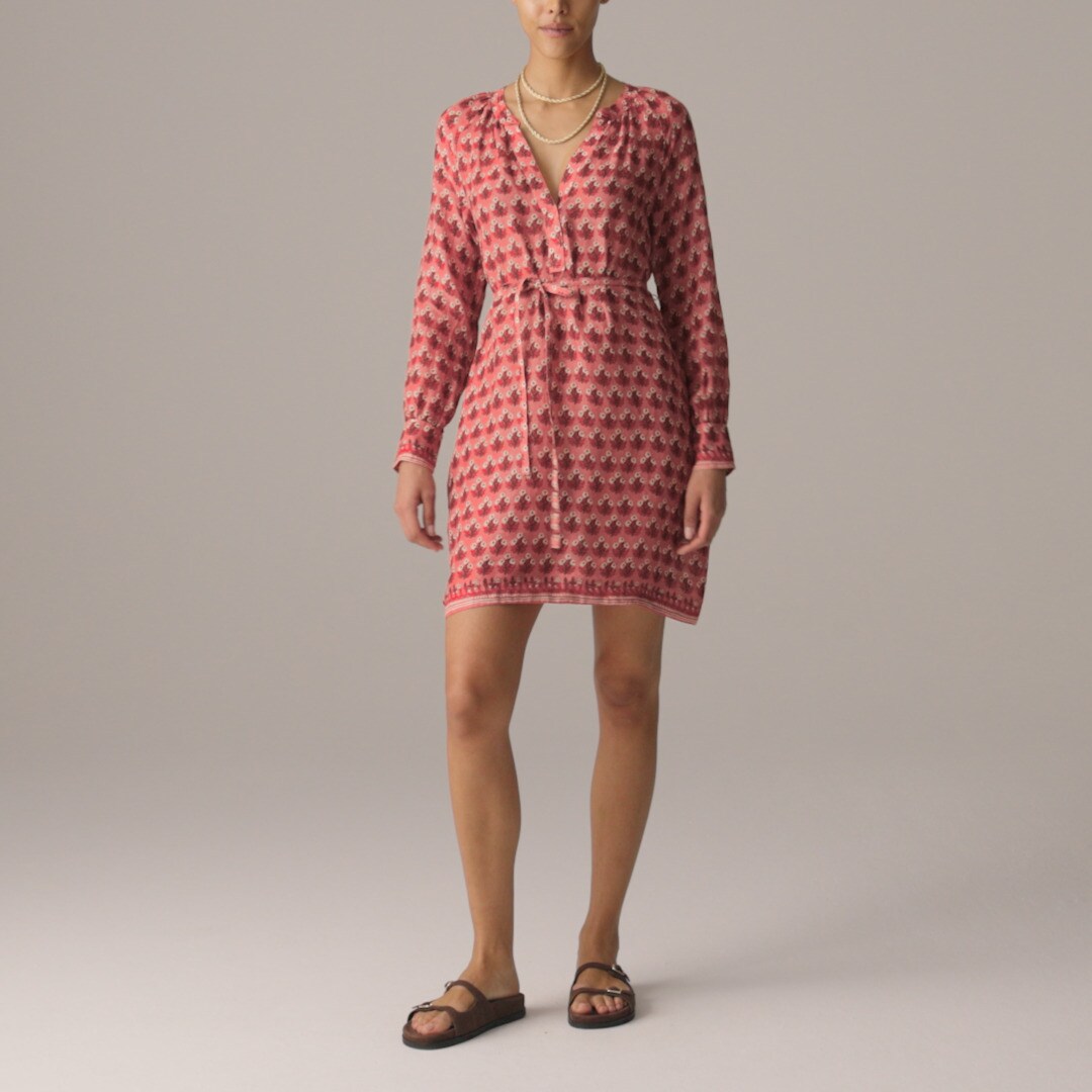 Cabana mini dress in block-print ramie