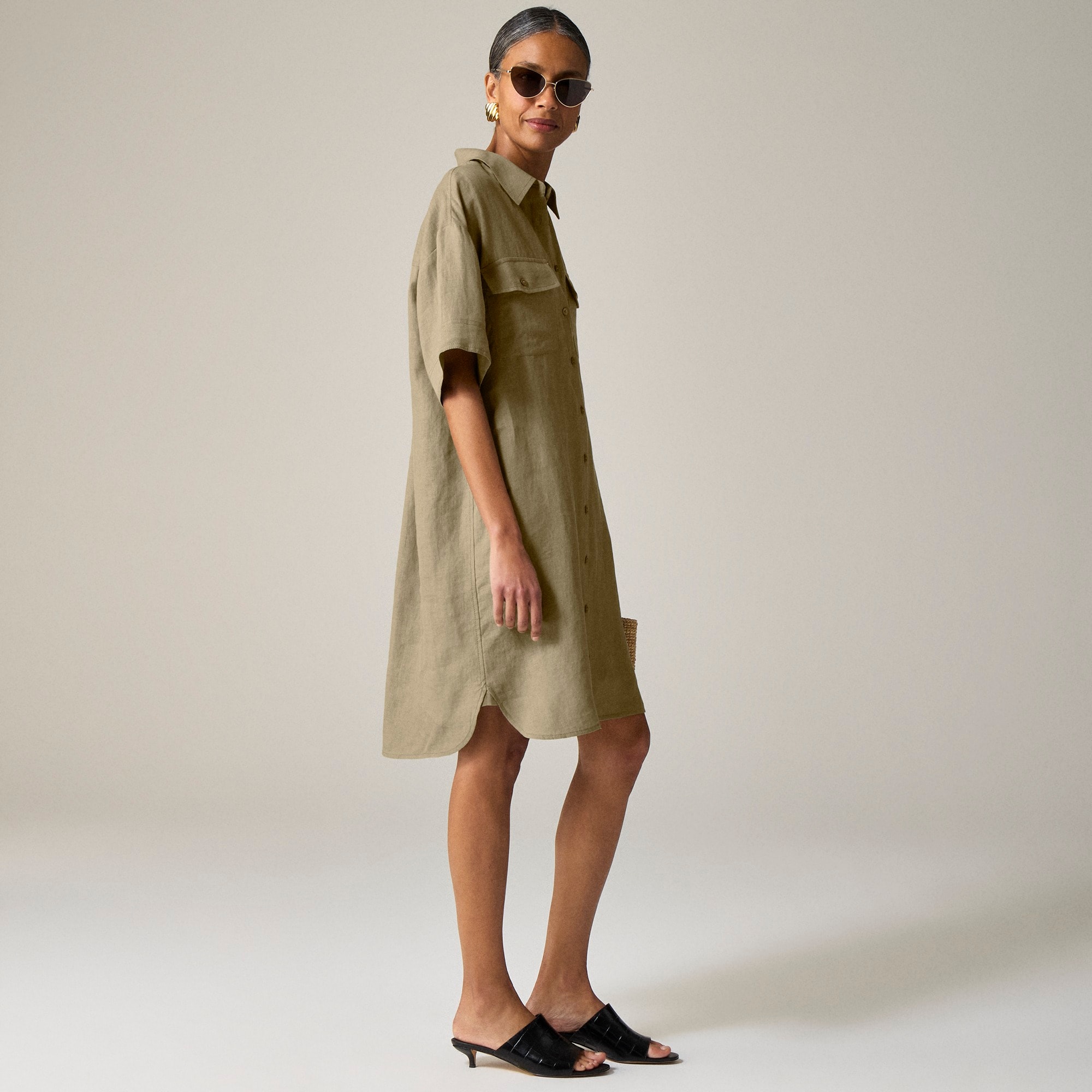 womens Utility shirtdress in linen