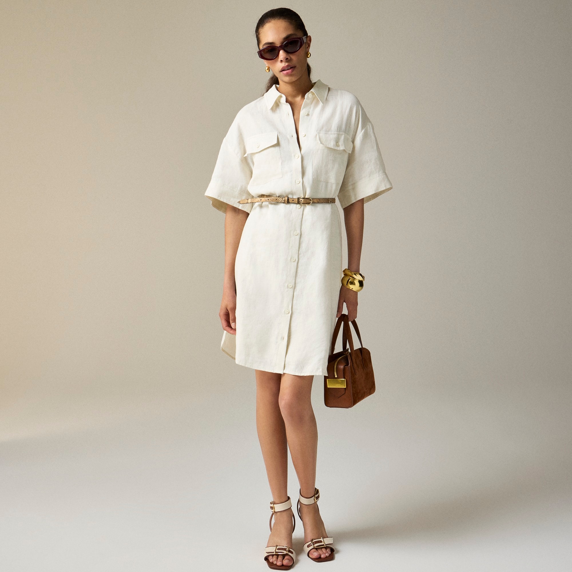 Utility shirtdress in linen