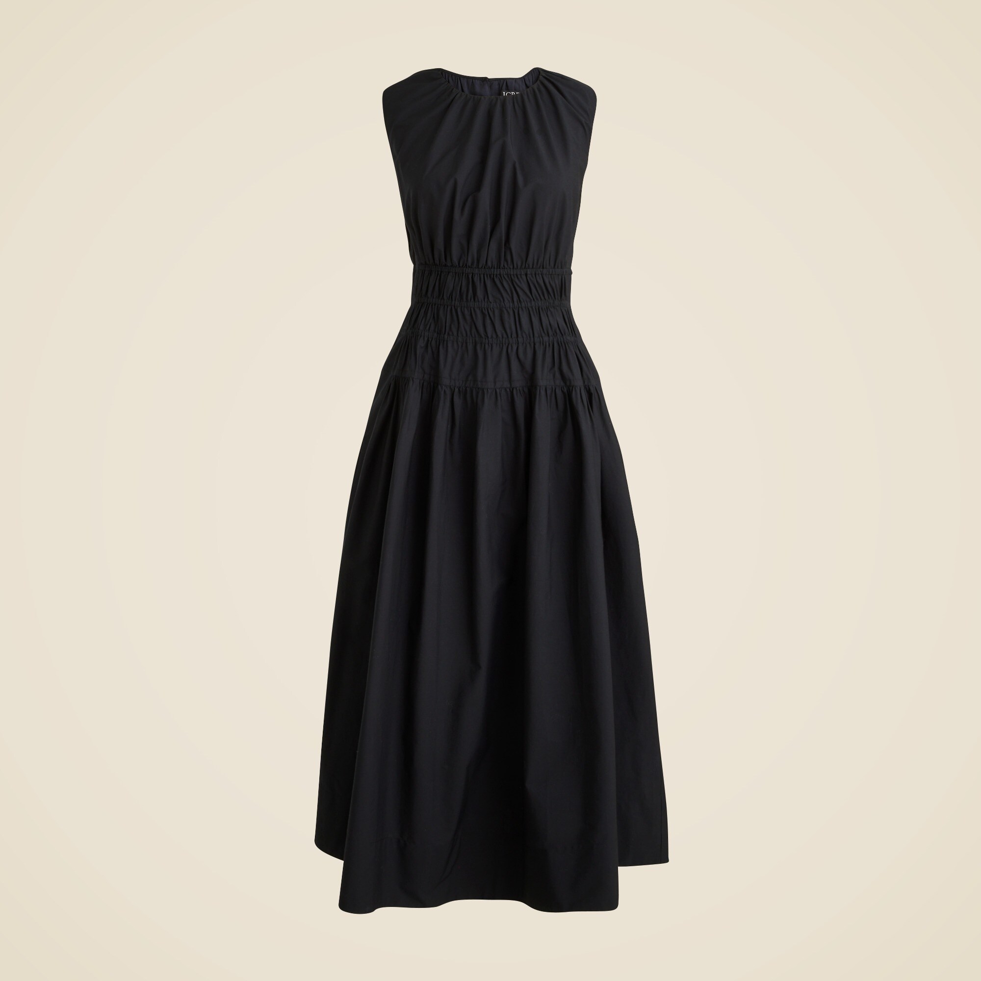  Tall smocked sleeveless dress in cotton poplin