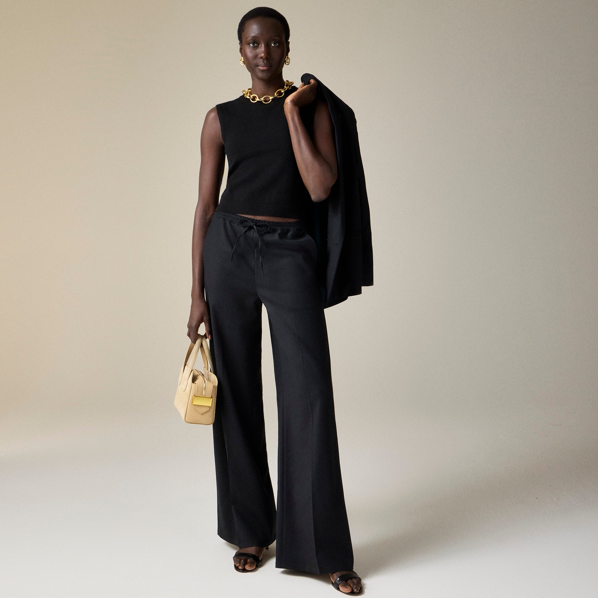 womens Petite superwide Stratus pant in city twill