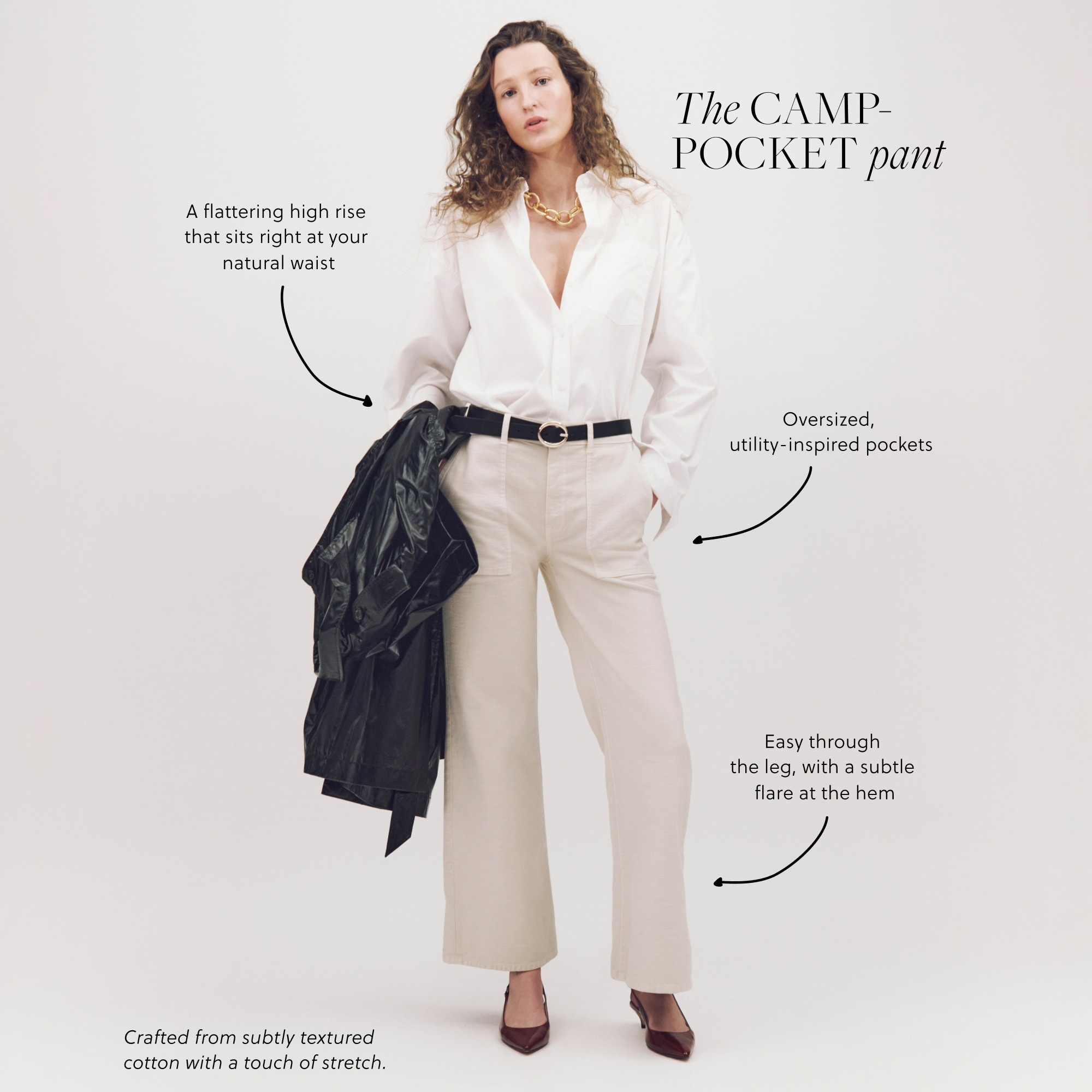 Camp-pocket wide-leg pant