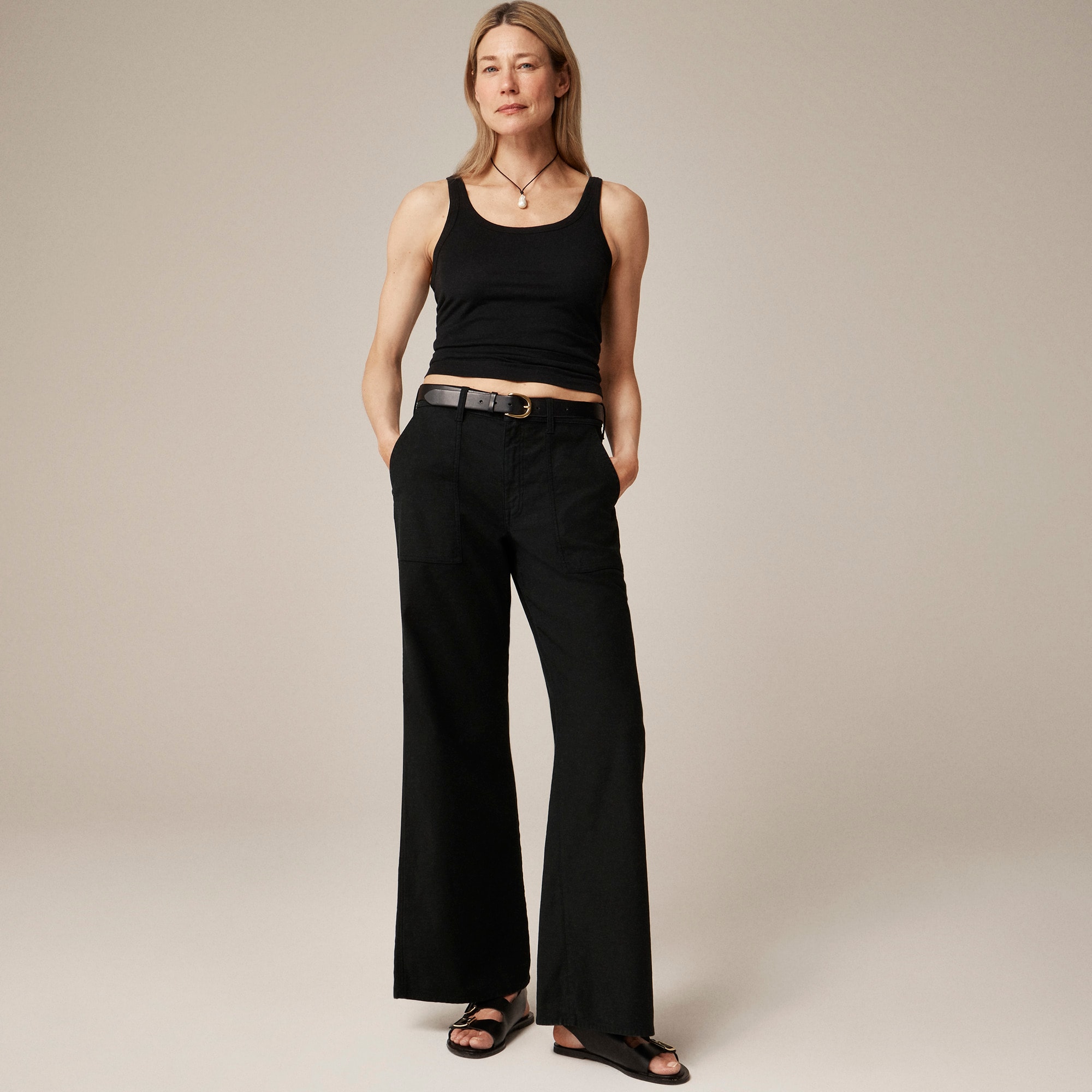 womens Camp-pocket wide-leg pant