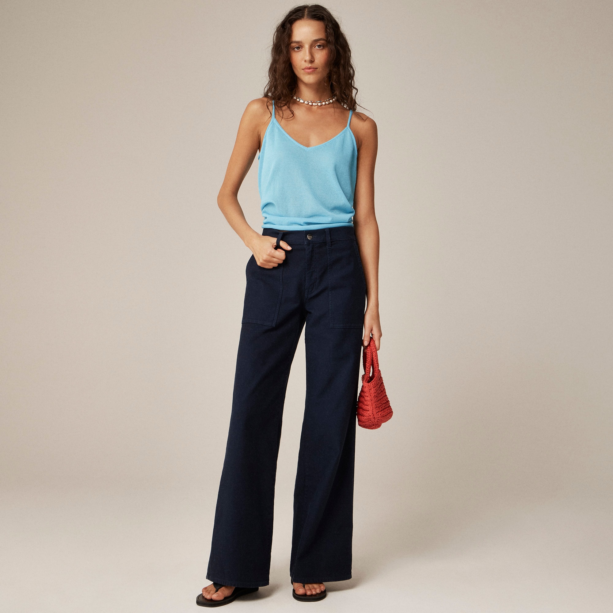 womens Camp-pocket wide-leg pant