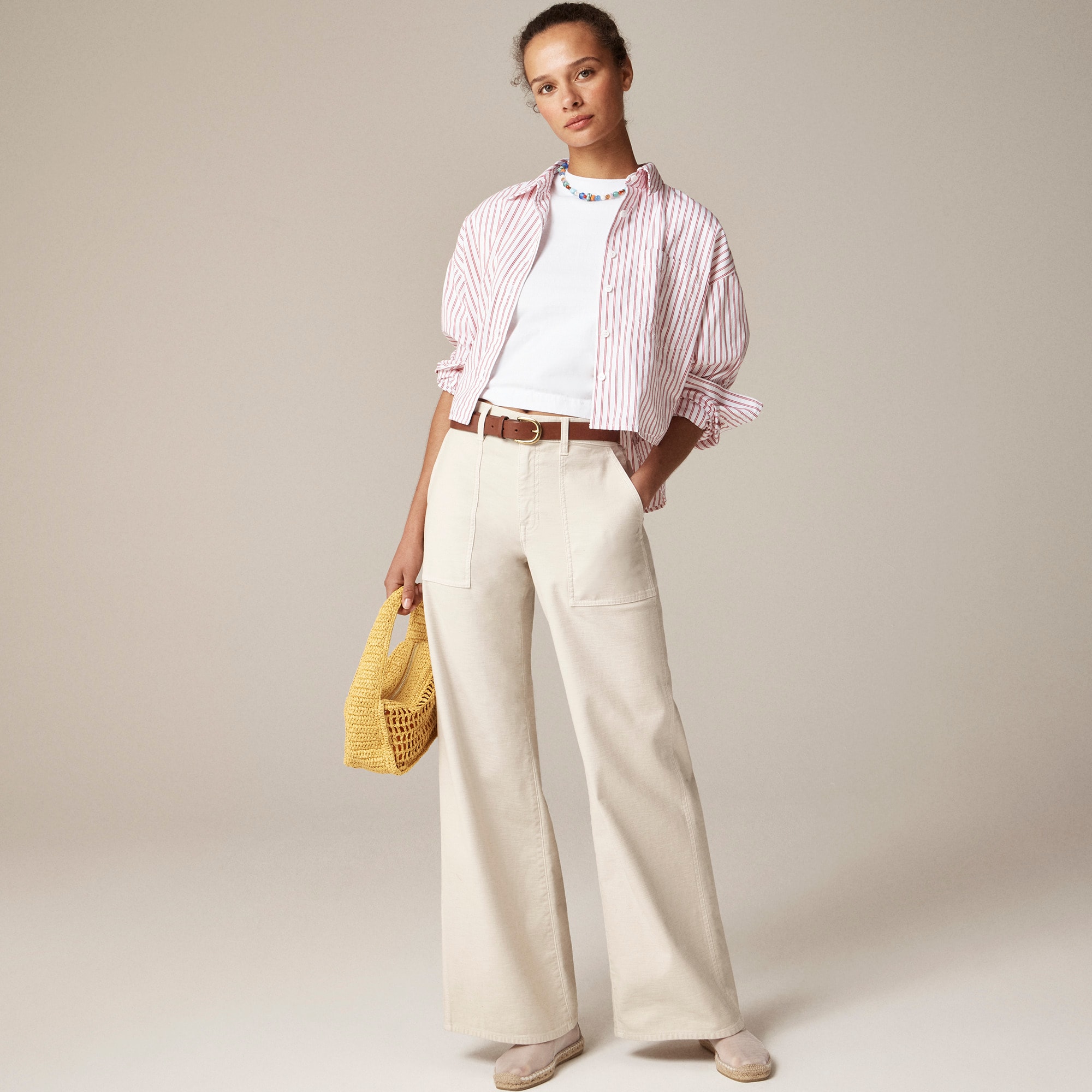 womens Camp-pocket wide-leg pant