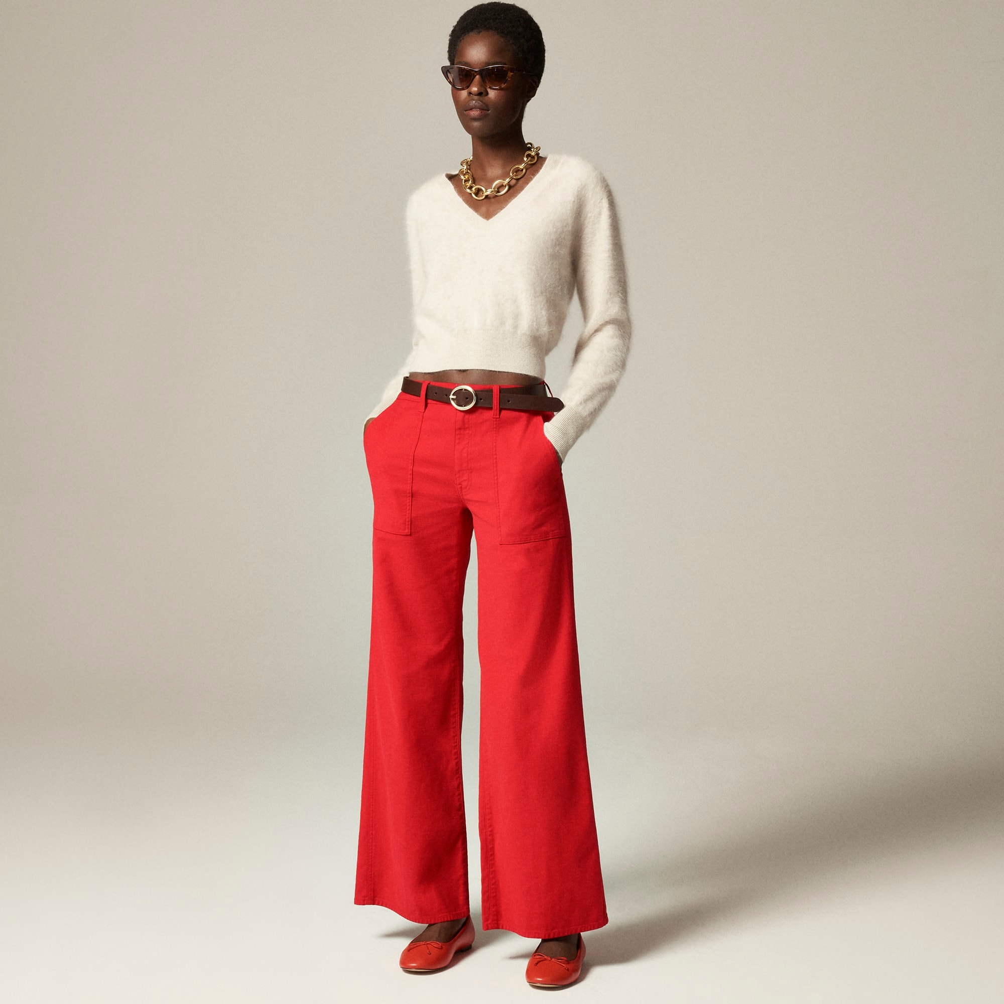 womens Camp-pocket wide-leg pant
