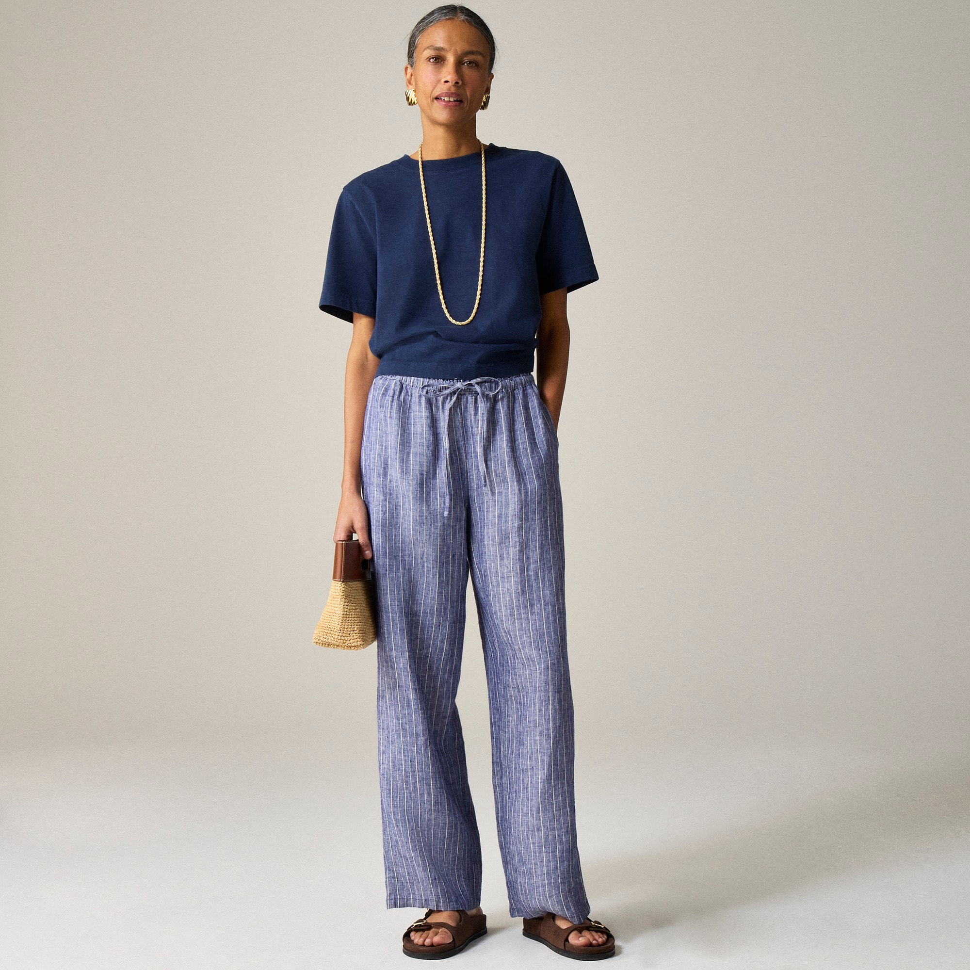 womens New Soleil pant in striped linen