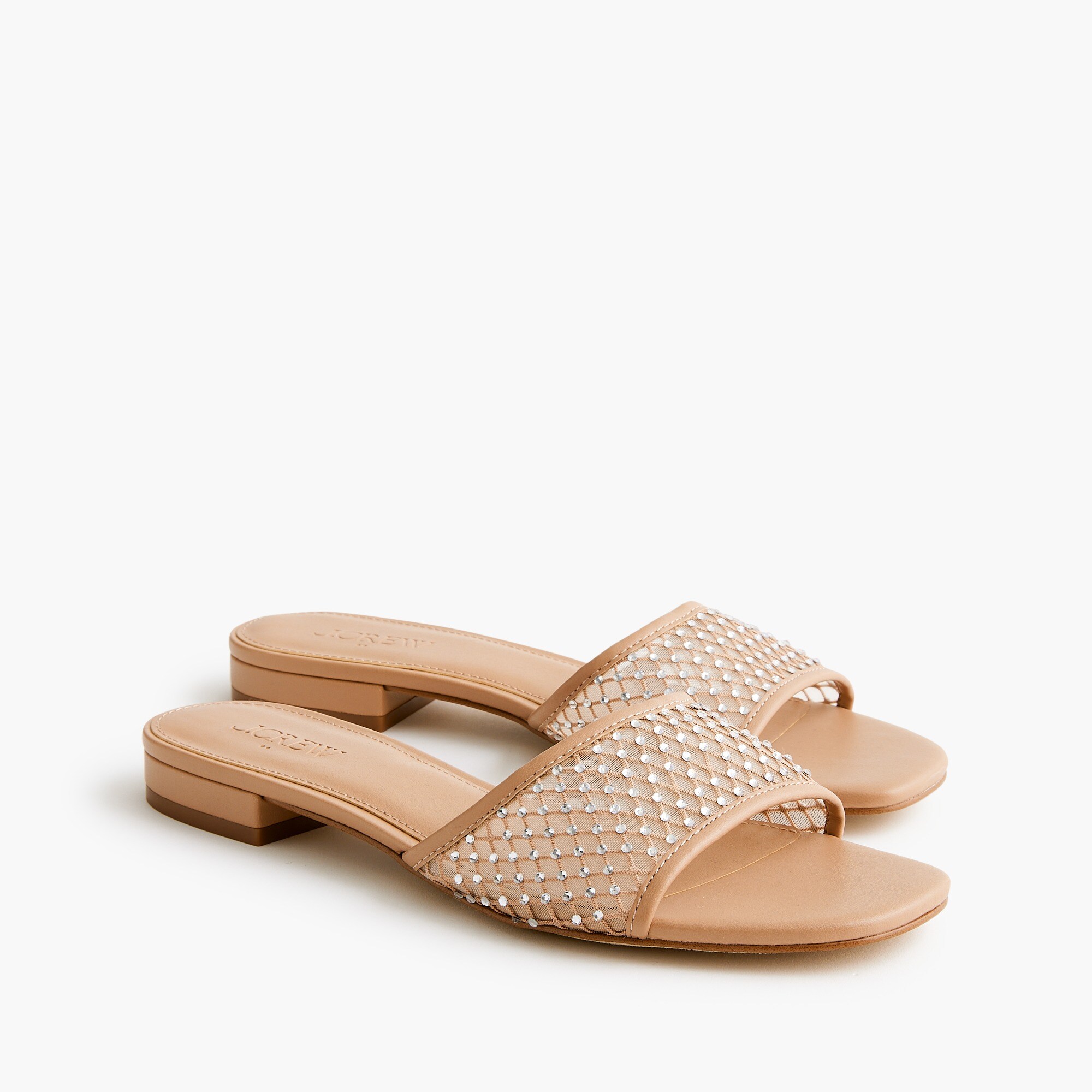 rhinestone mesh slide sandals for women