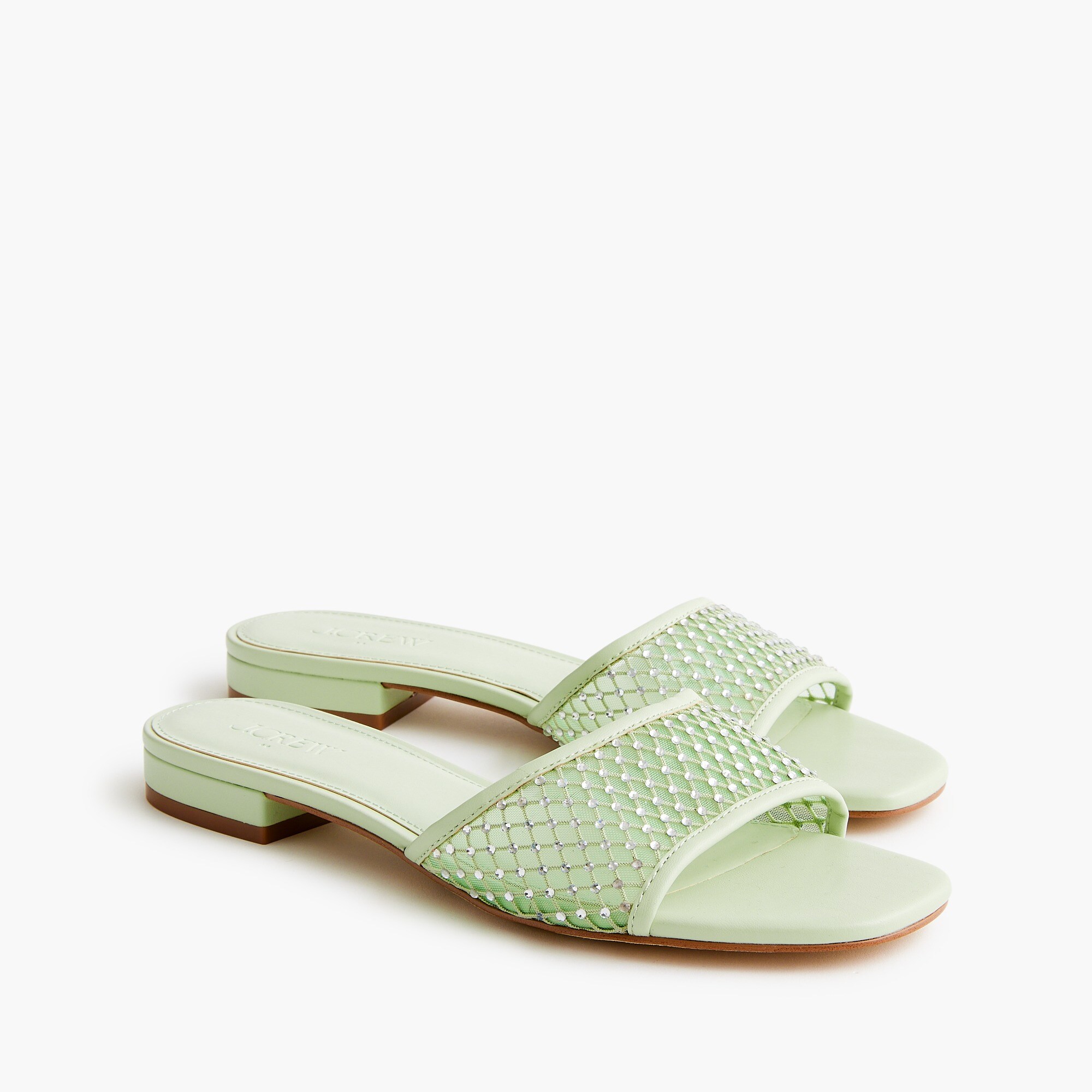 womens Rhinestone mesh slide sandals