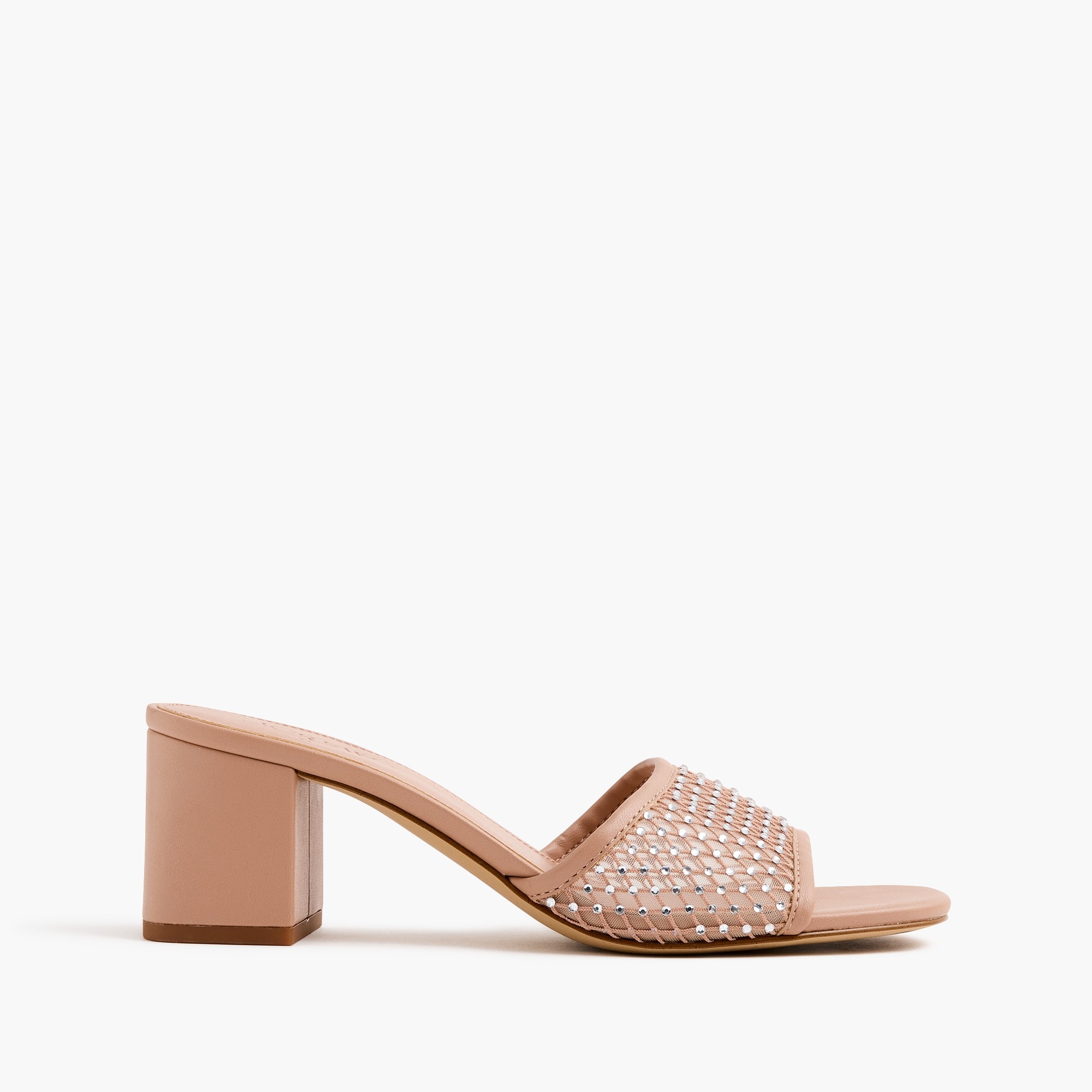 Rhinestone mesh mule heels