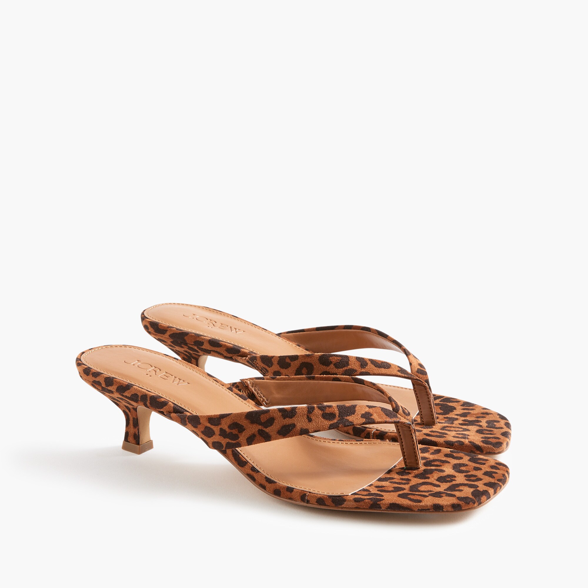 Microsuede kitten-heel sandals