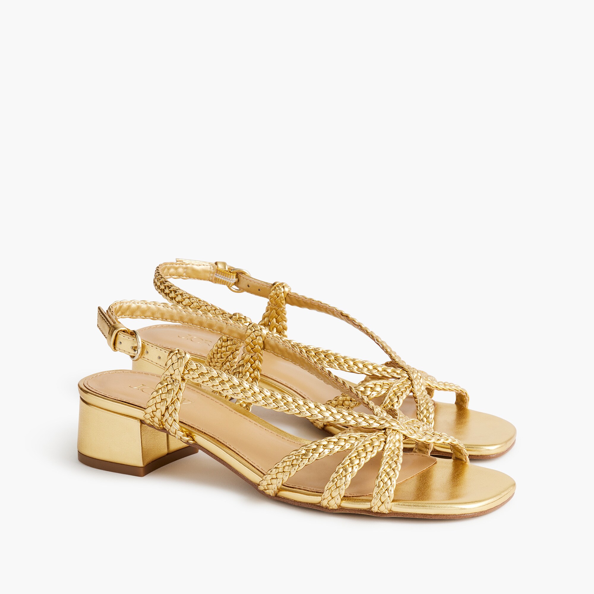 factory: braided strappy heels for women
