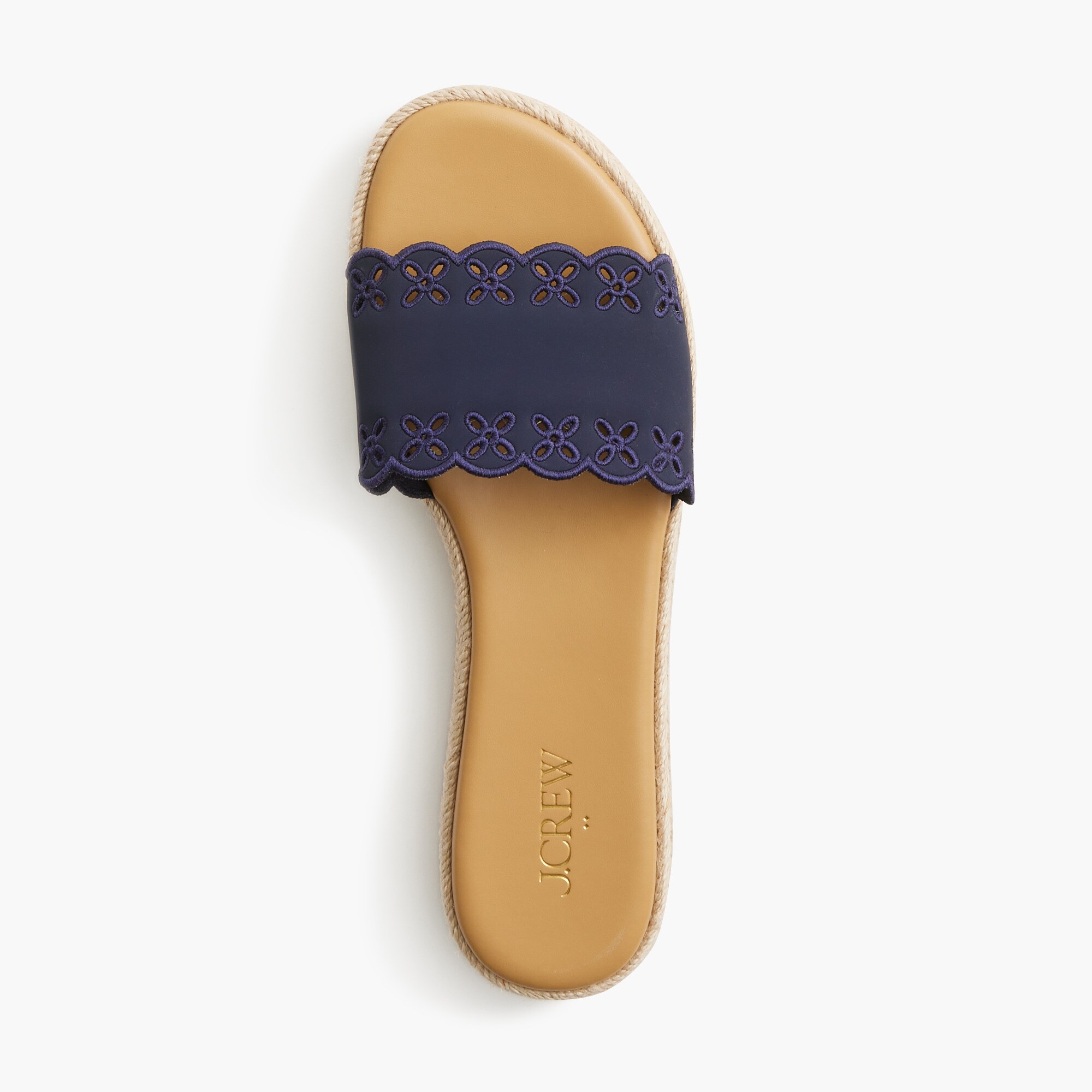 Platform embroidered slide sandals