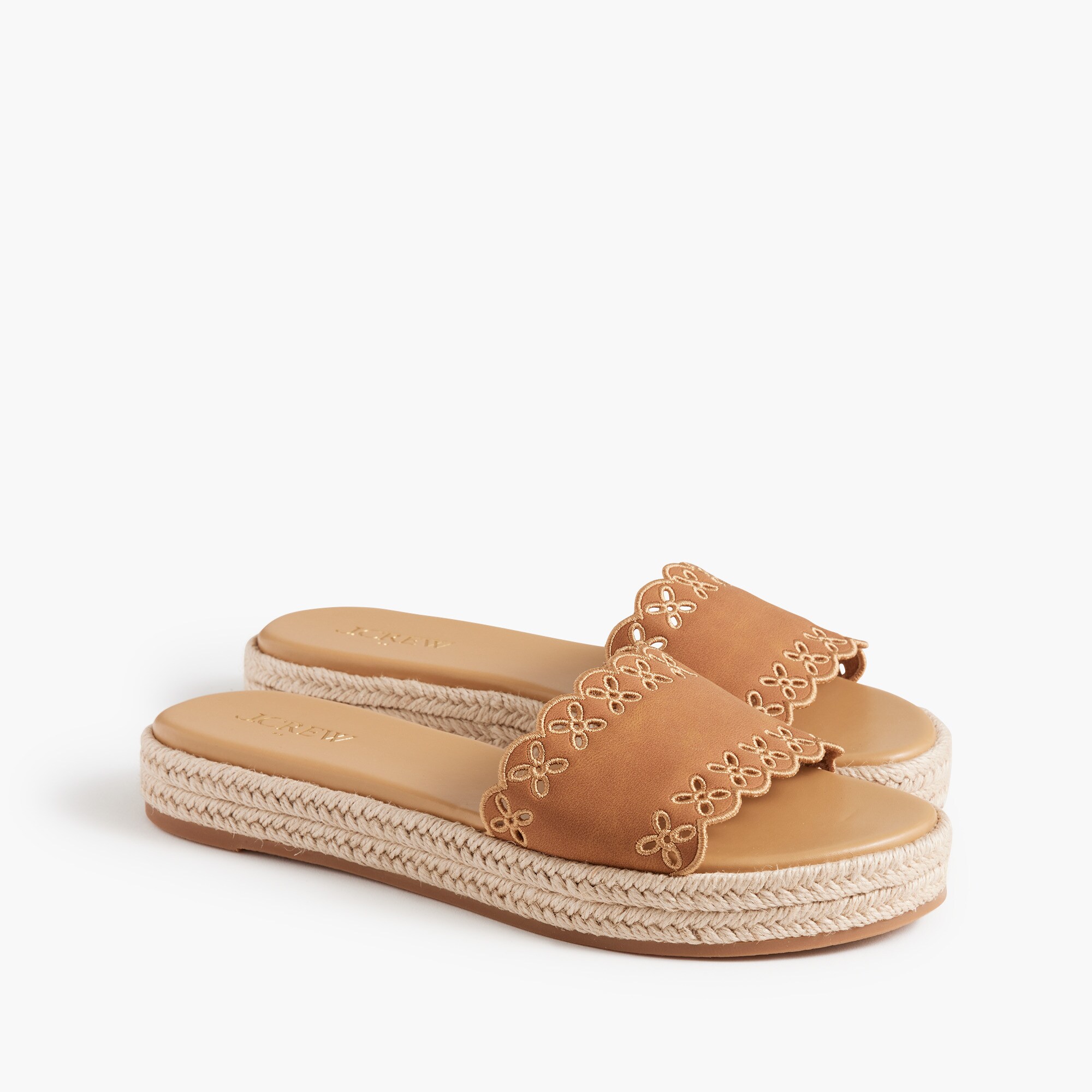 Platform embroidered slide sandals