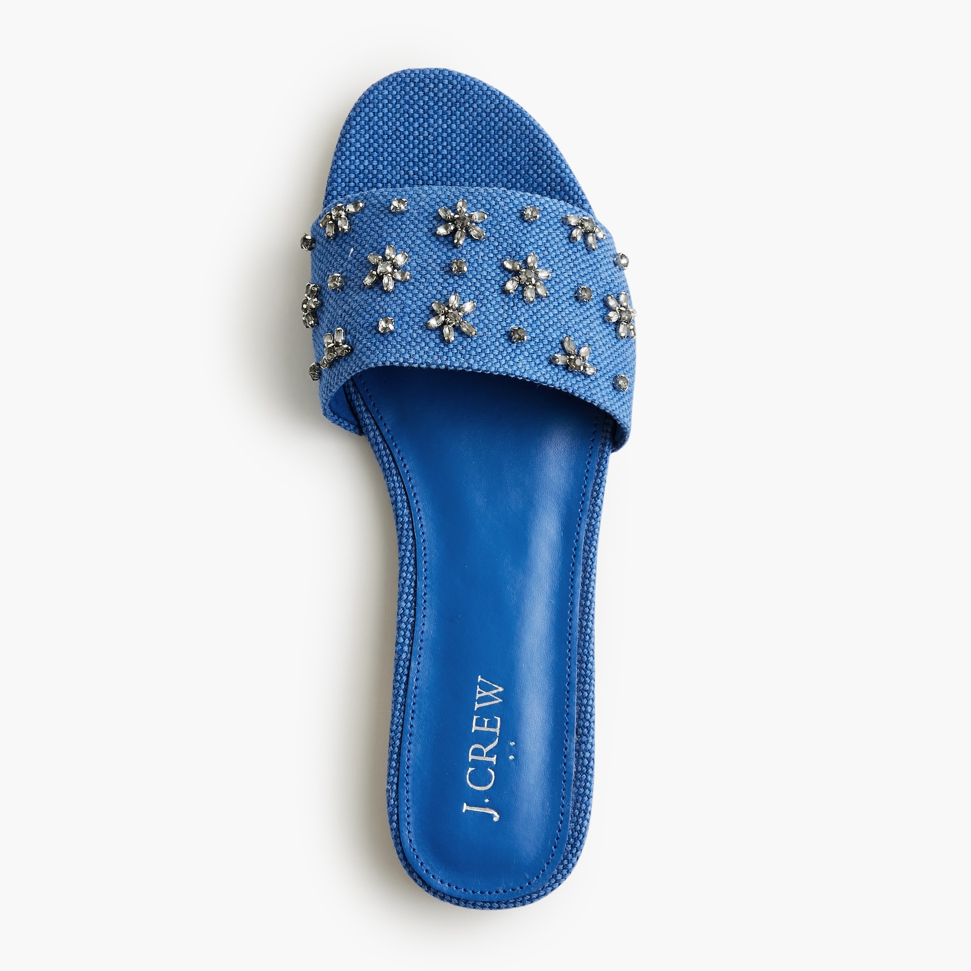 Embellished canvas slide sandals