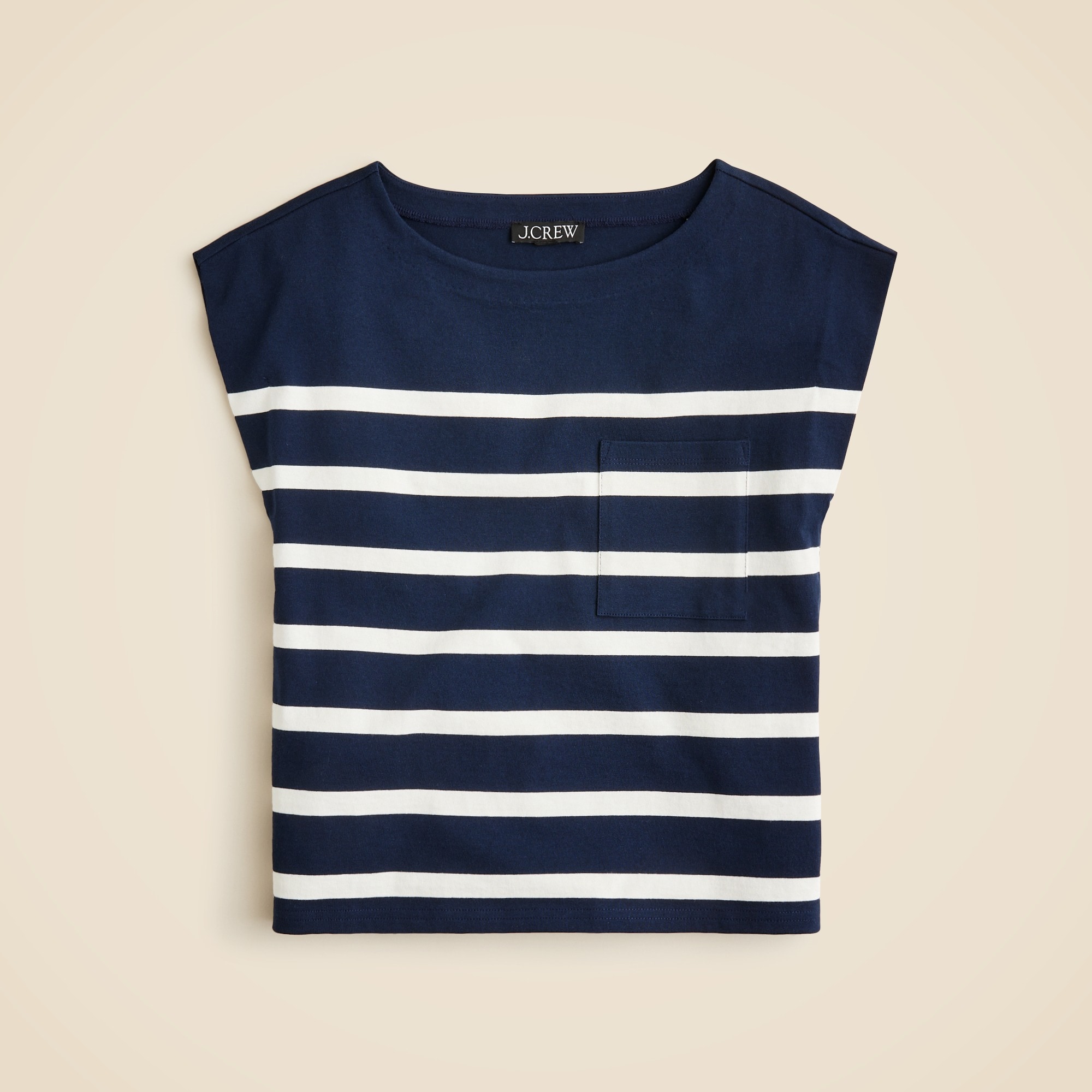 womens New mariner jersey boatneck muscle T-shirt in stripe