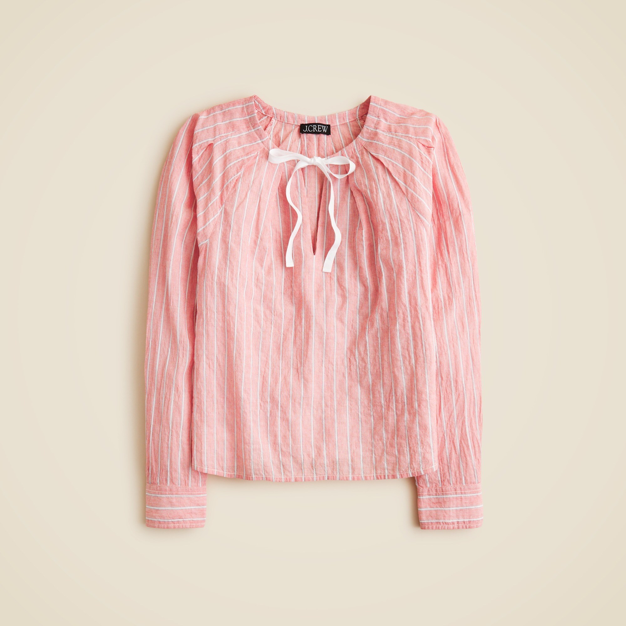 Tie-neck top in crinkle cotton