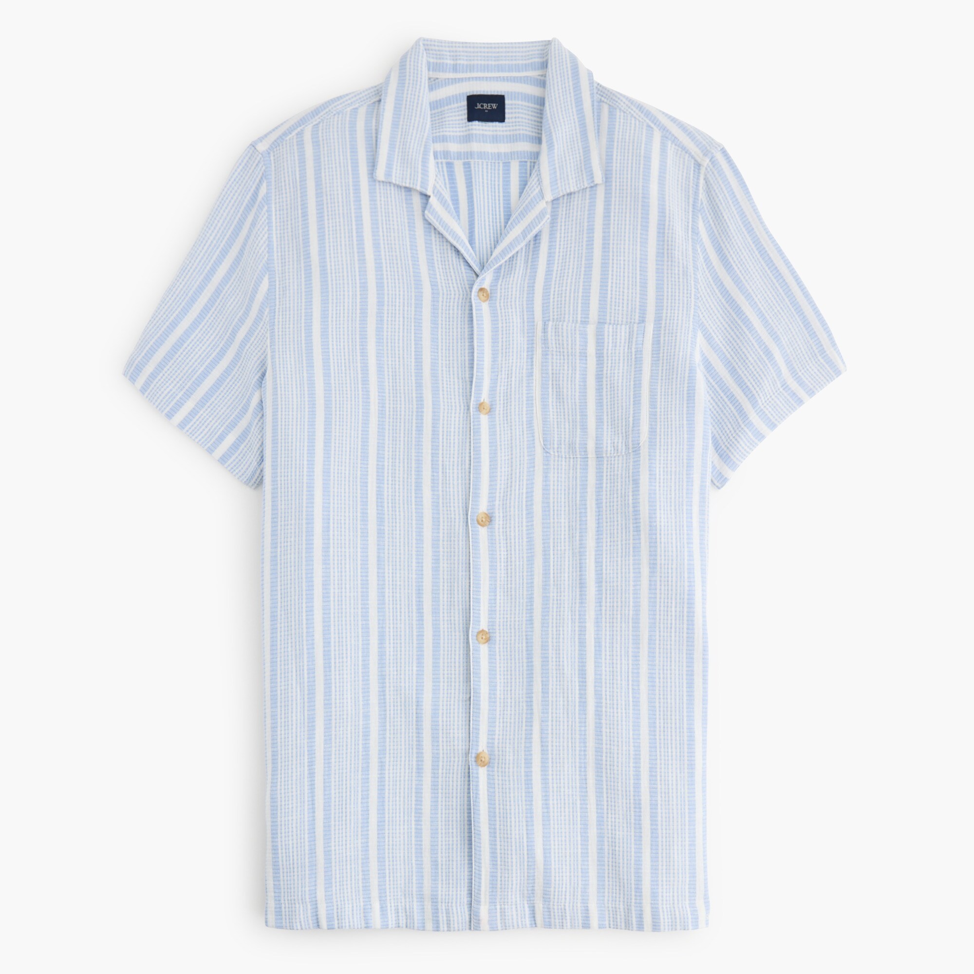 Short-sleeve Dobby Striped Camp Shirt For Men | Factory