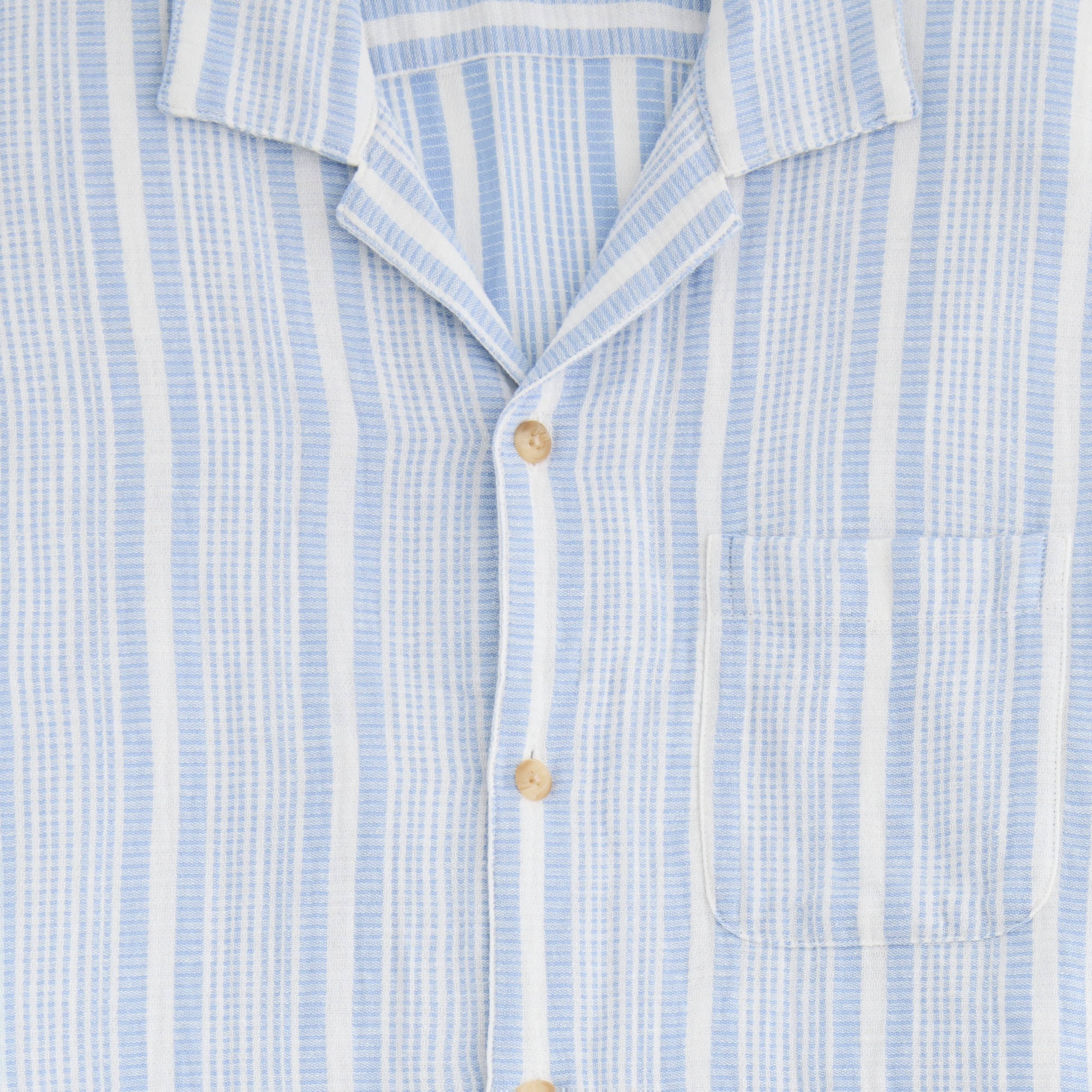 Short-sleeve dobby striped camp shirt
